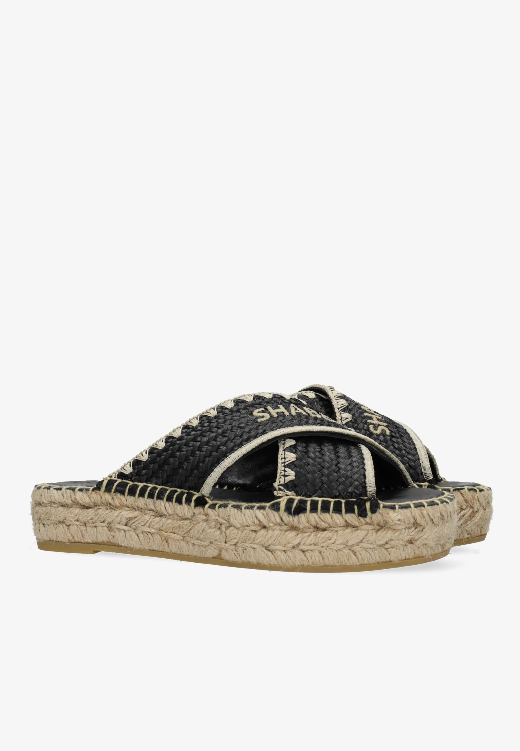 Kira Cross Espadrille Raffia Black