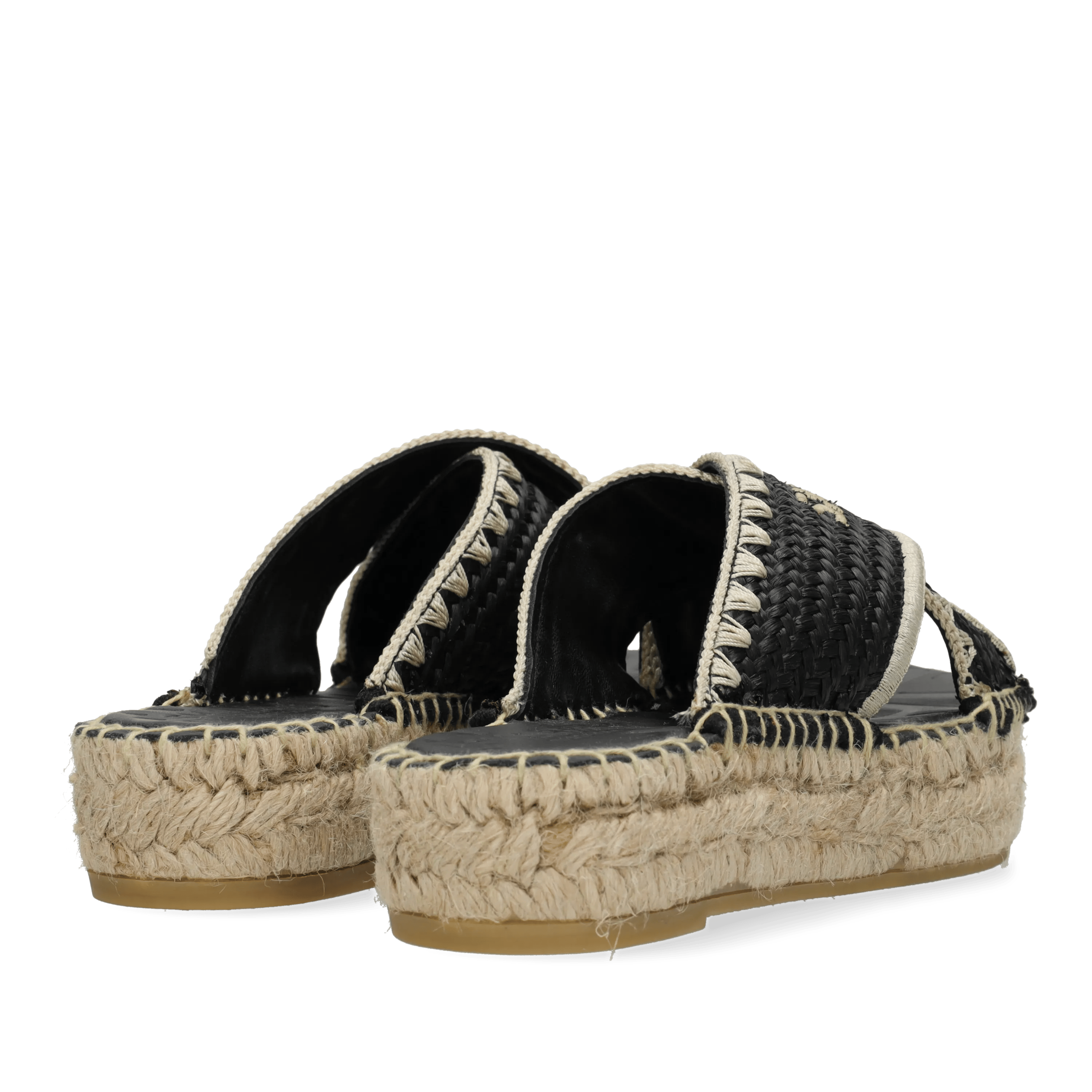 Kira Cross espadrille Raffia Zwart