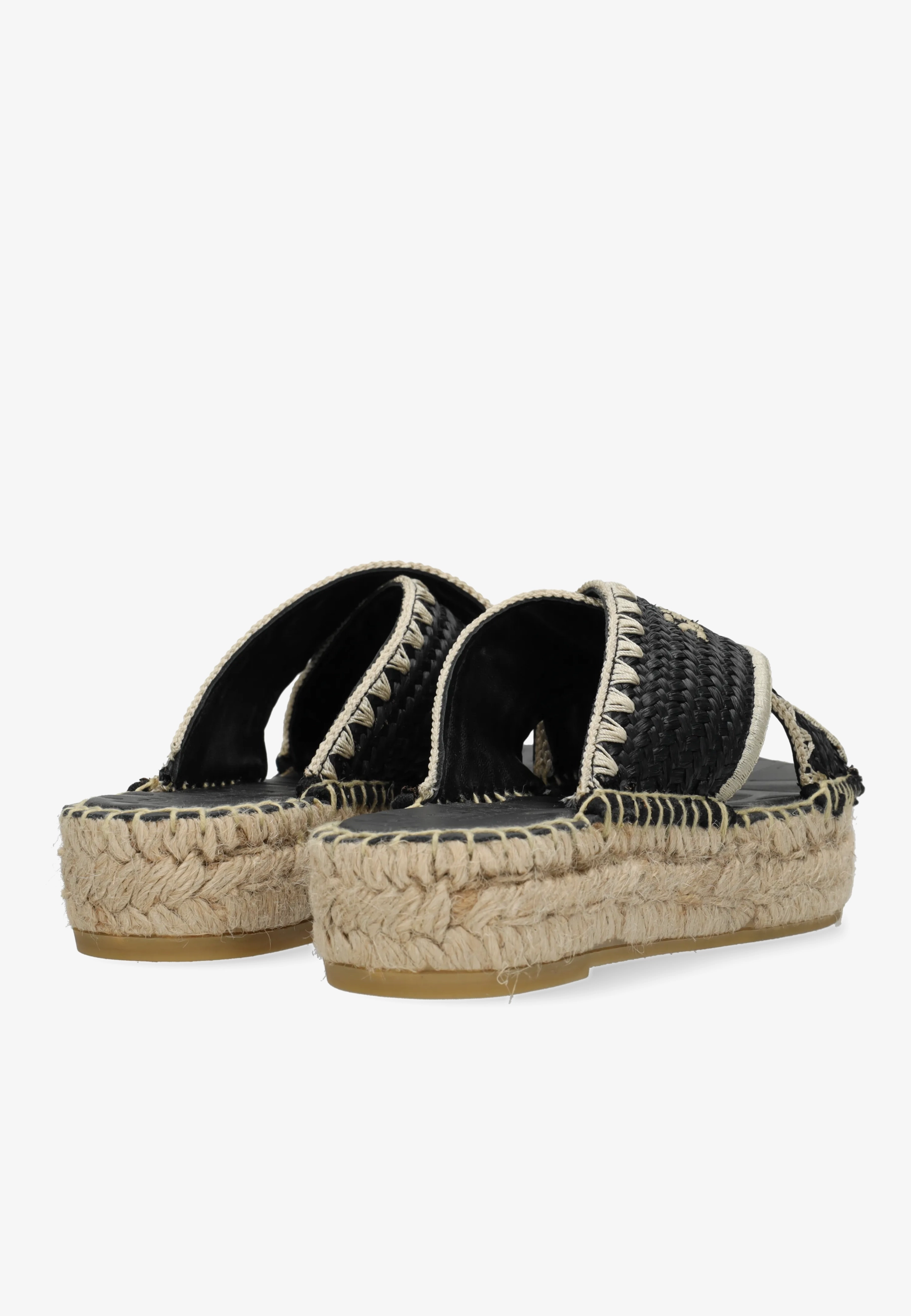 Kira Cross Espadrille Raffia Black