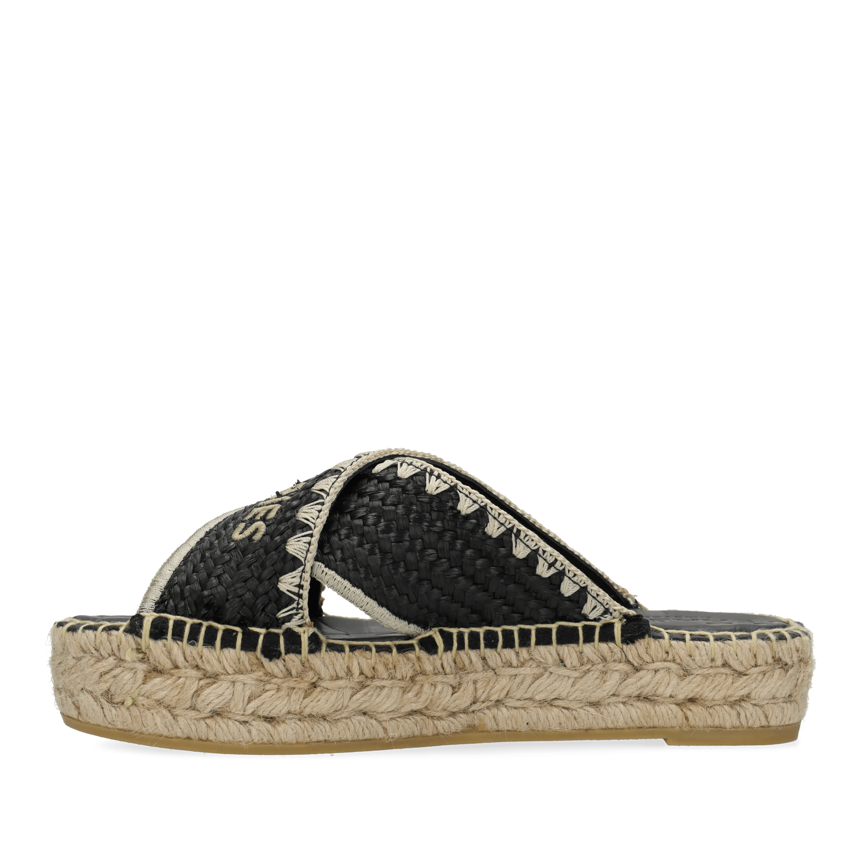 Kira Cross espadrille Raffia Zwart