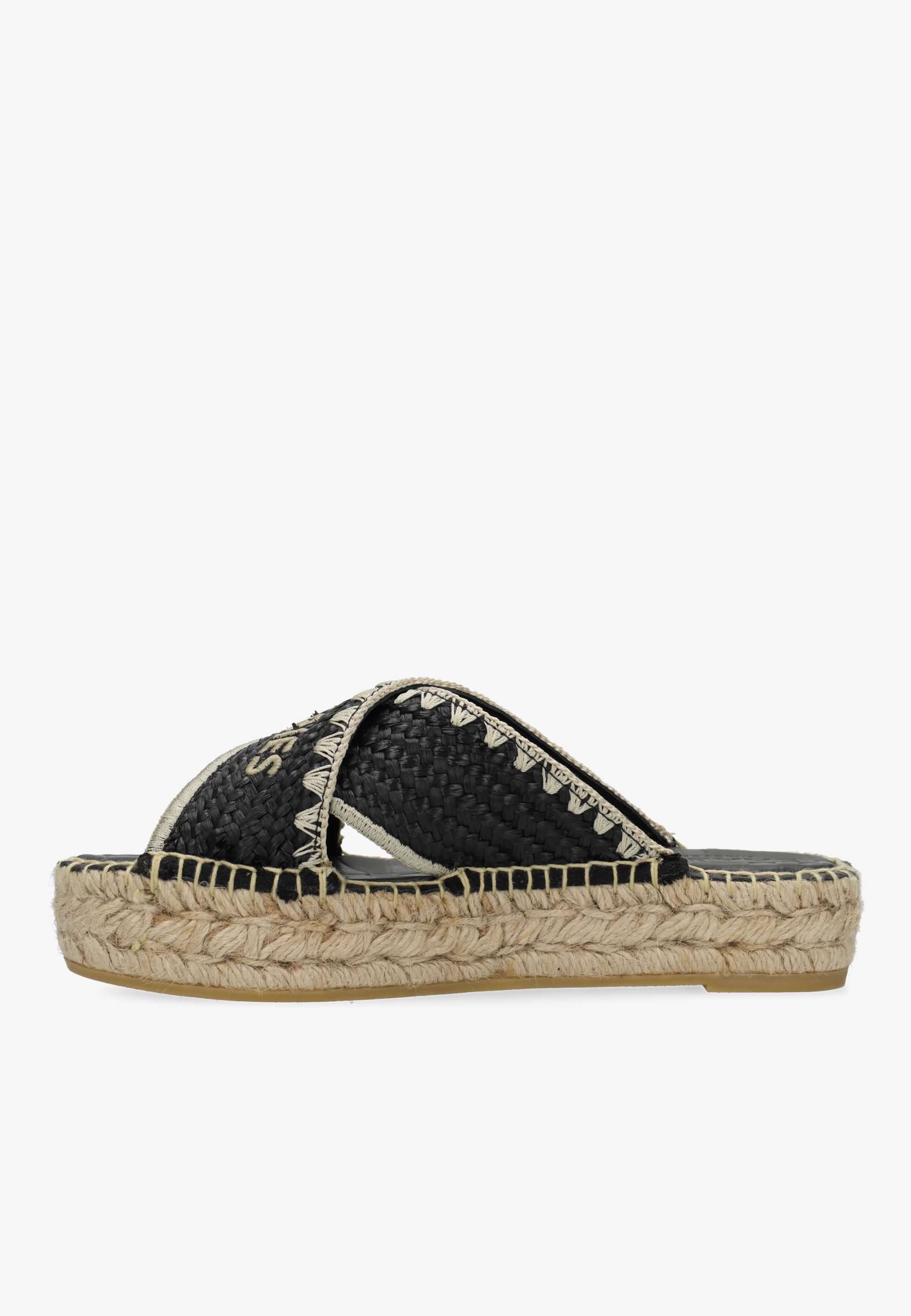 Kira Cross Espadrille Raffia Black