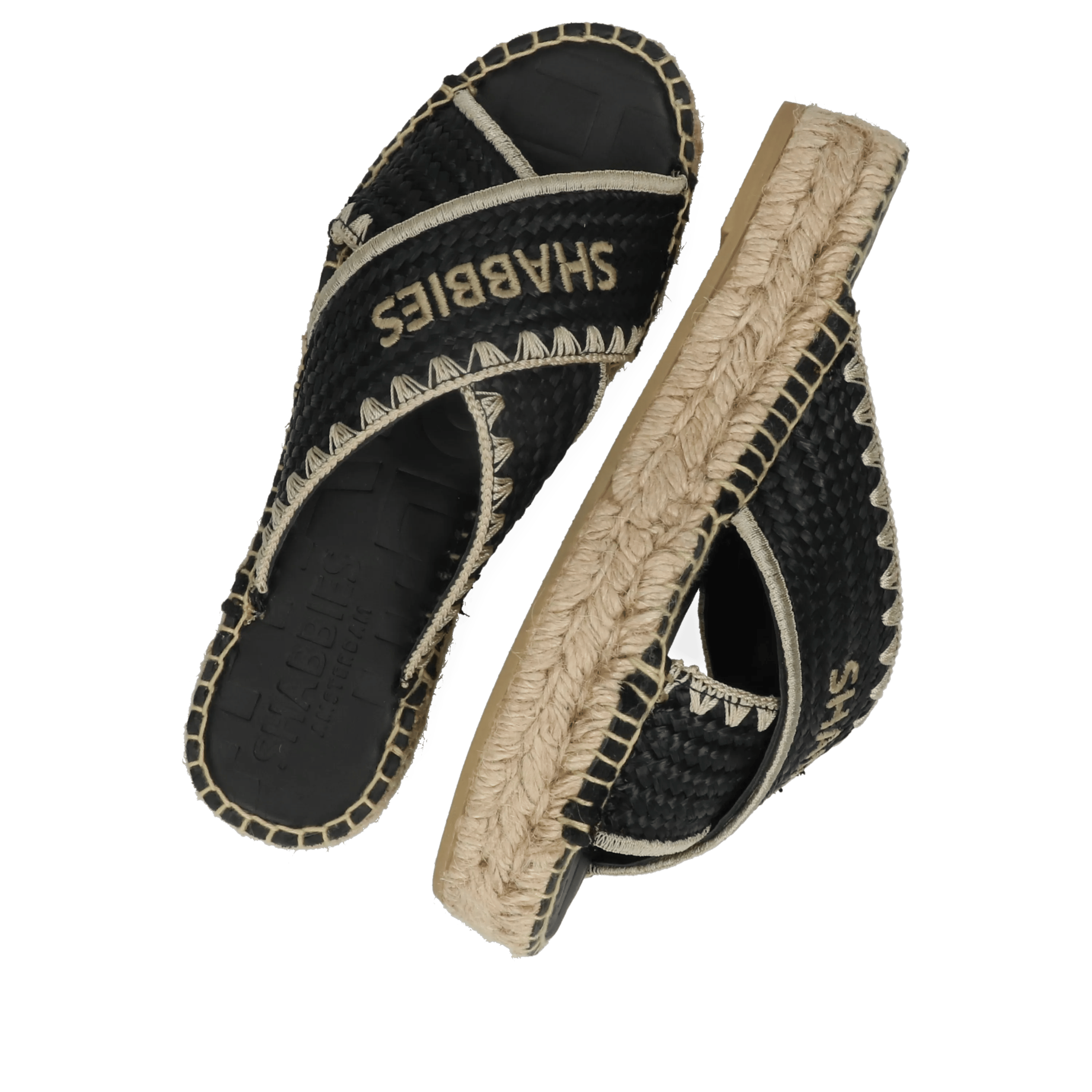 Kira Cross espadrille Raffia Zwart