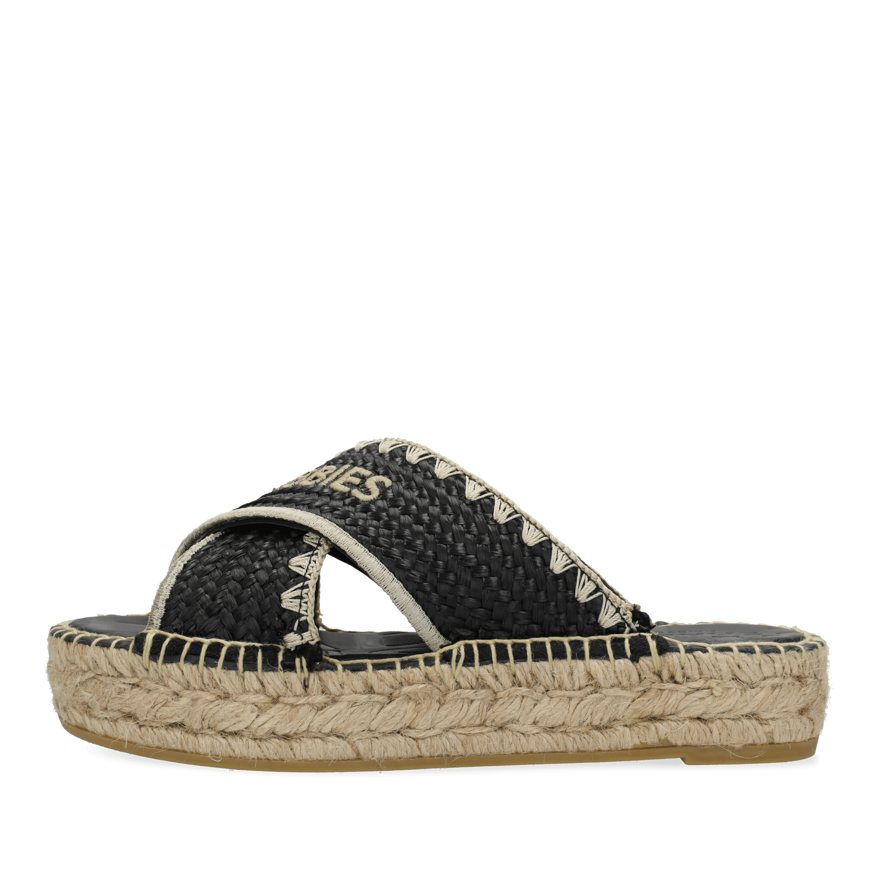 Kira Cross espadrille Raffia Zwart