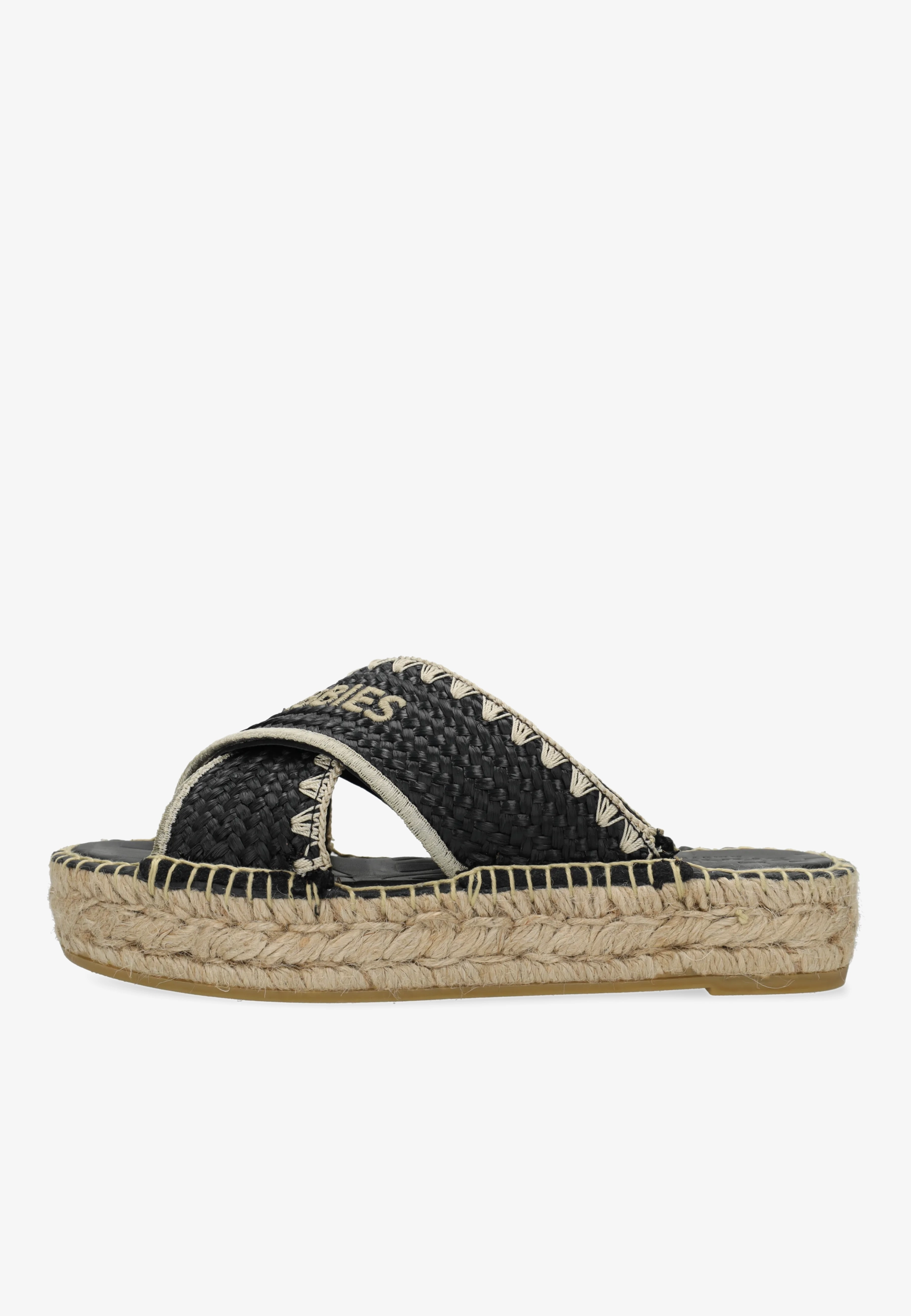 Kira Cross Espadrille Raffia Black
