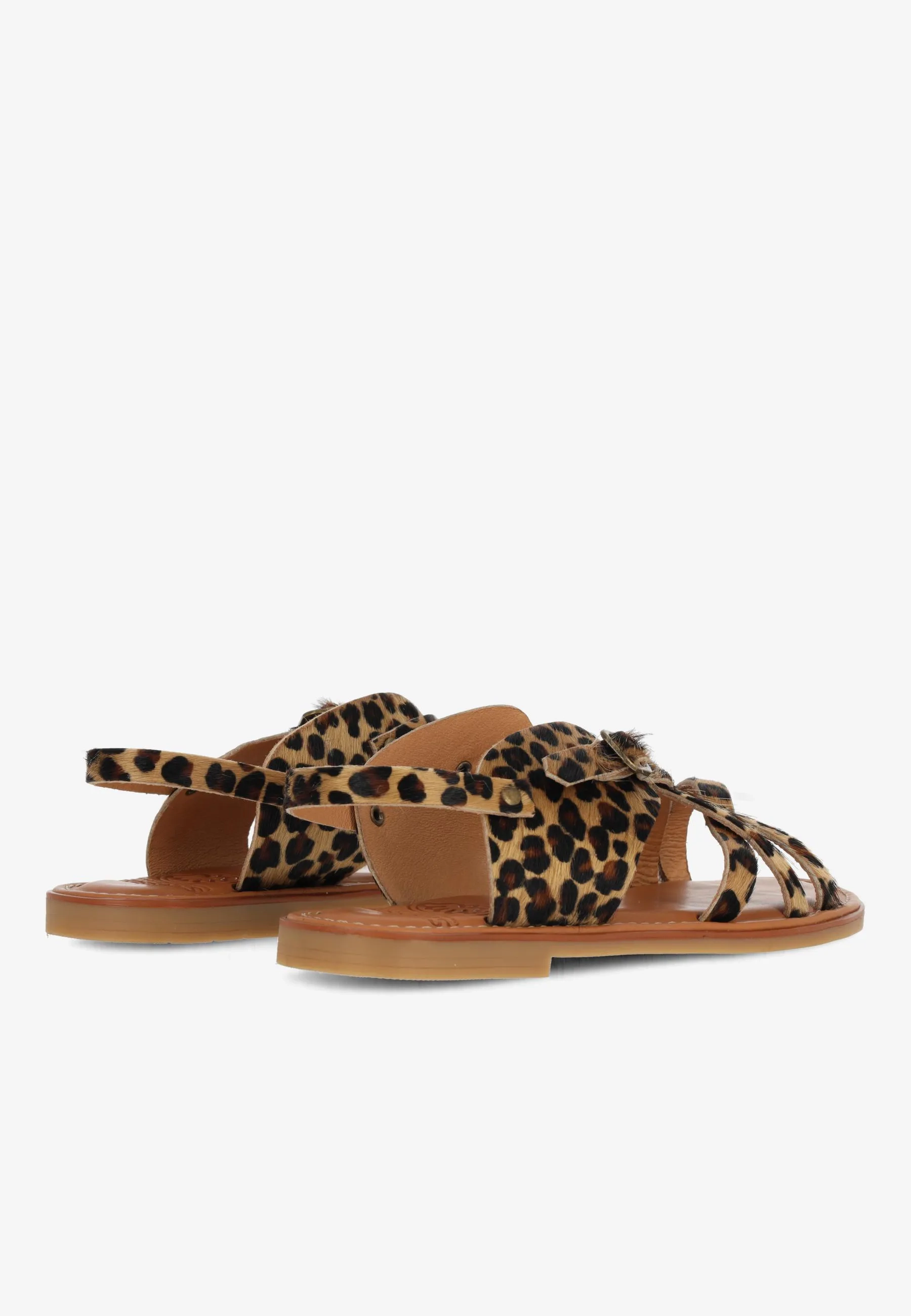 Angel Cross Sandal Leopard Pony Black/Cognac