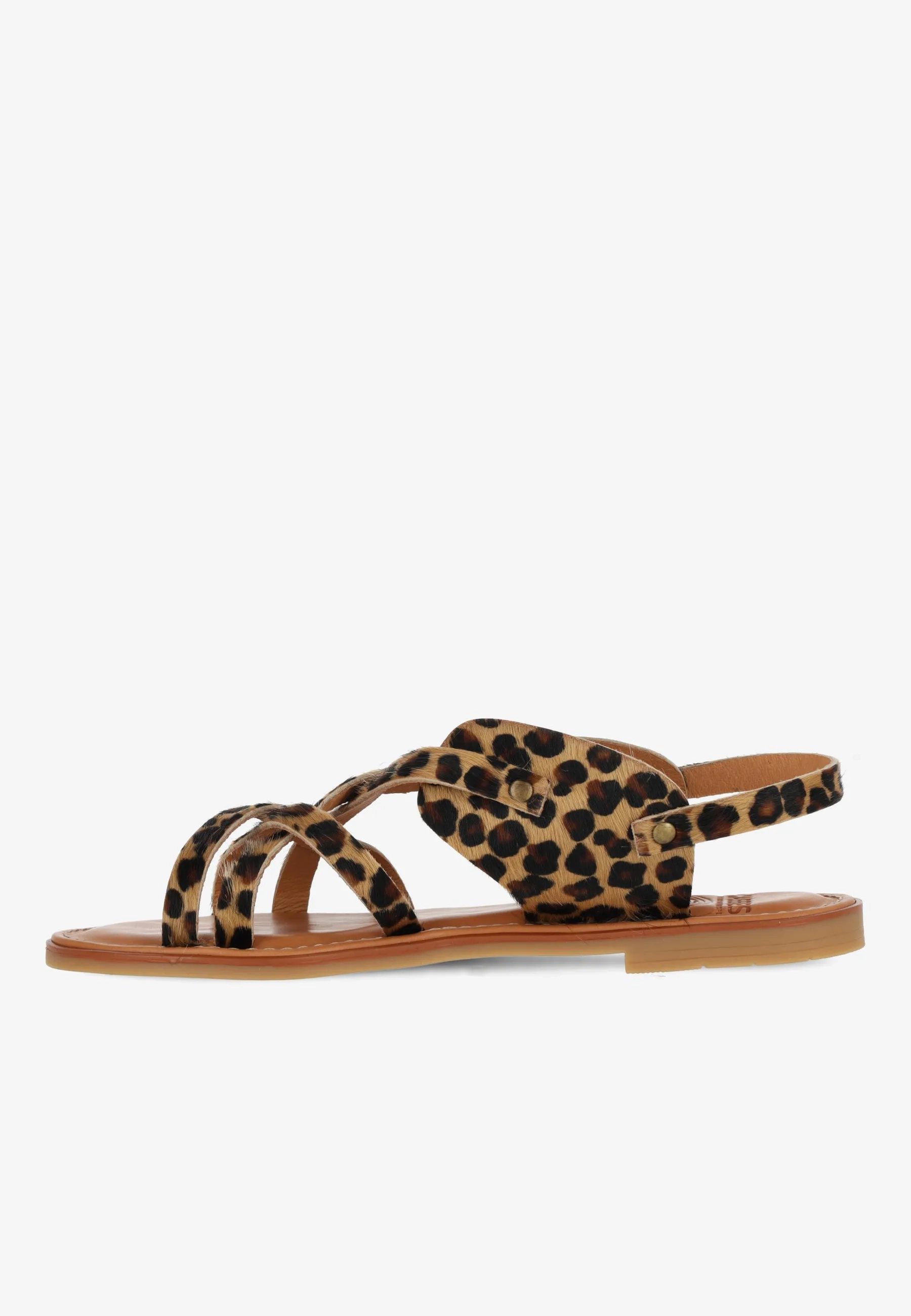 Angel Cross Sandal Leopard Pony Black/Cognac