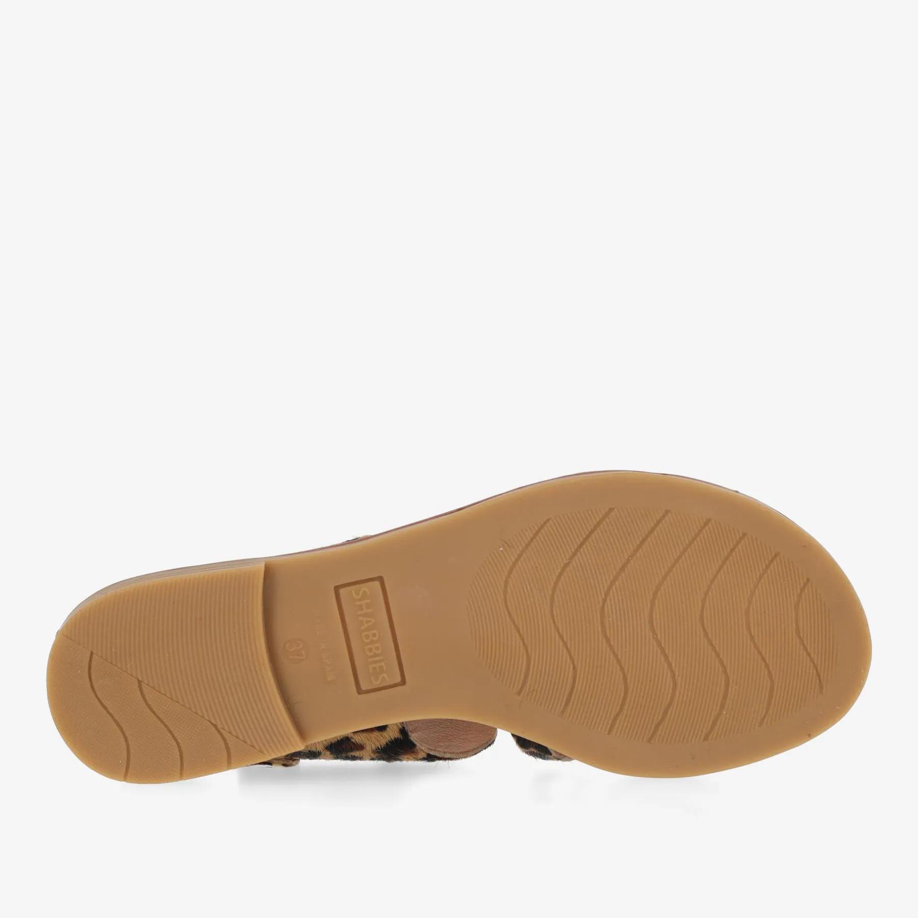 Angel Cross Sandal Leopard Pony Black/Cognac