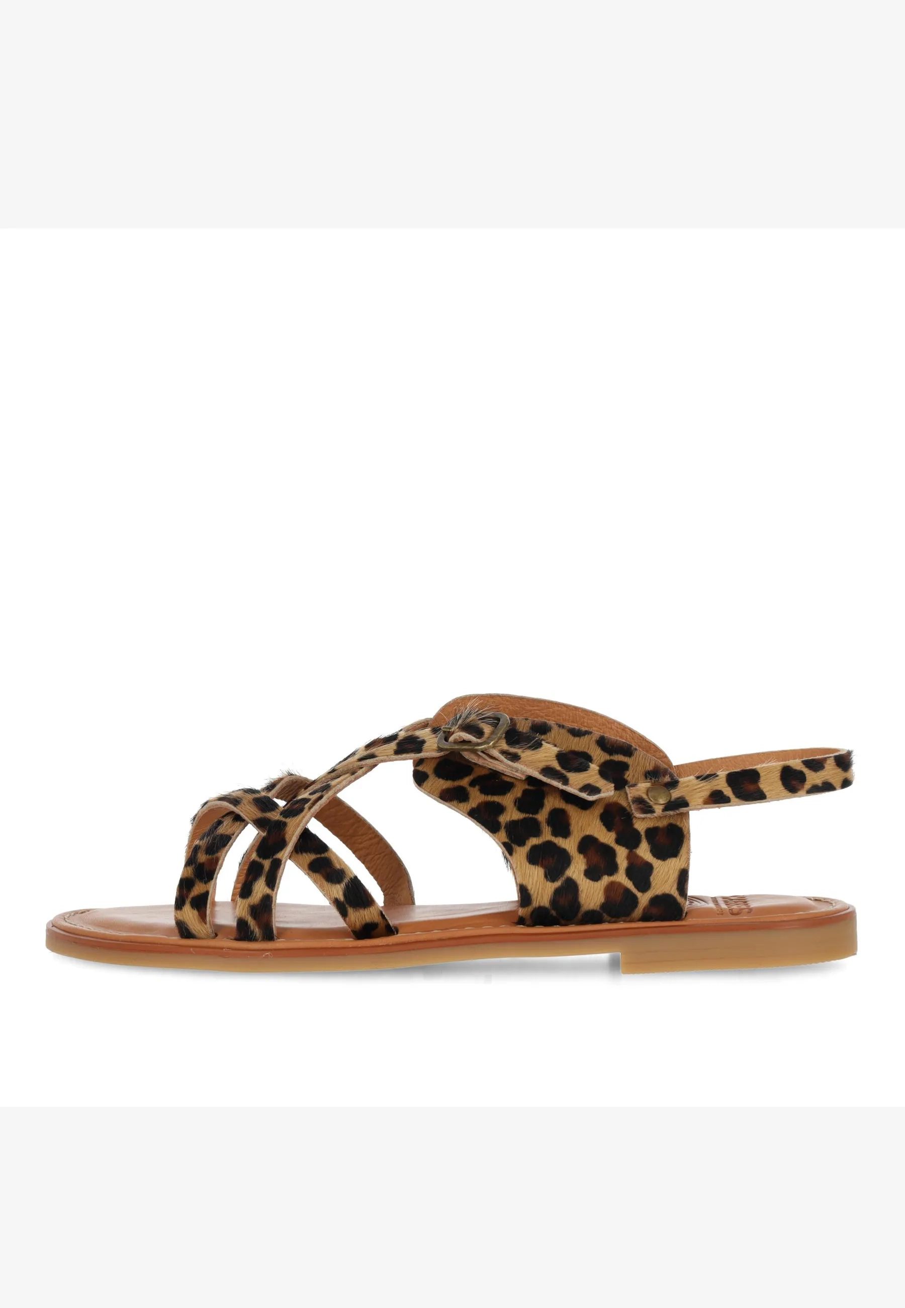 Angel Cross Sandal Leopard Pony Black/Cognac