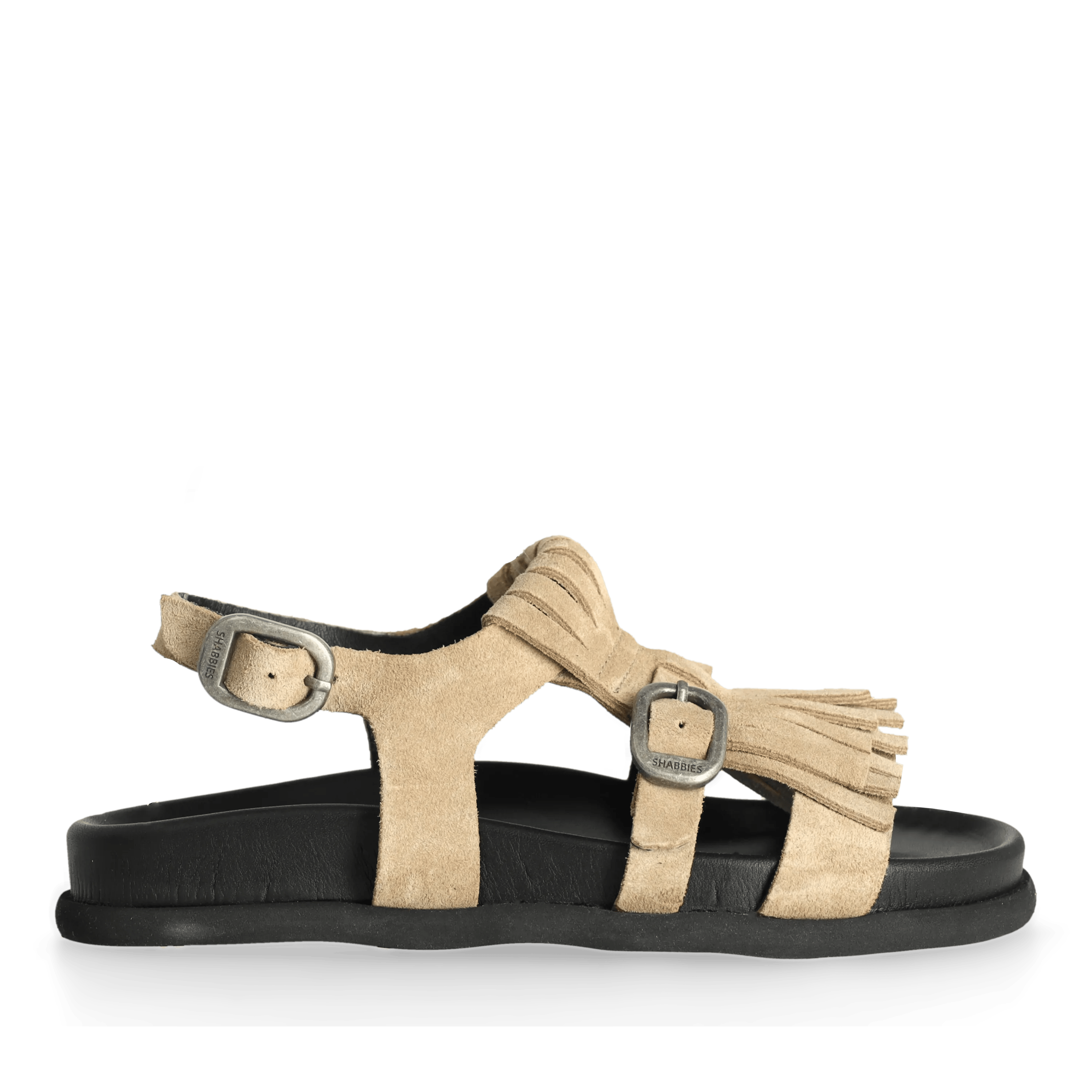 Inga Fringes Sandale Veloursleder Taupe