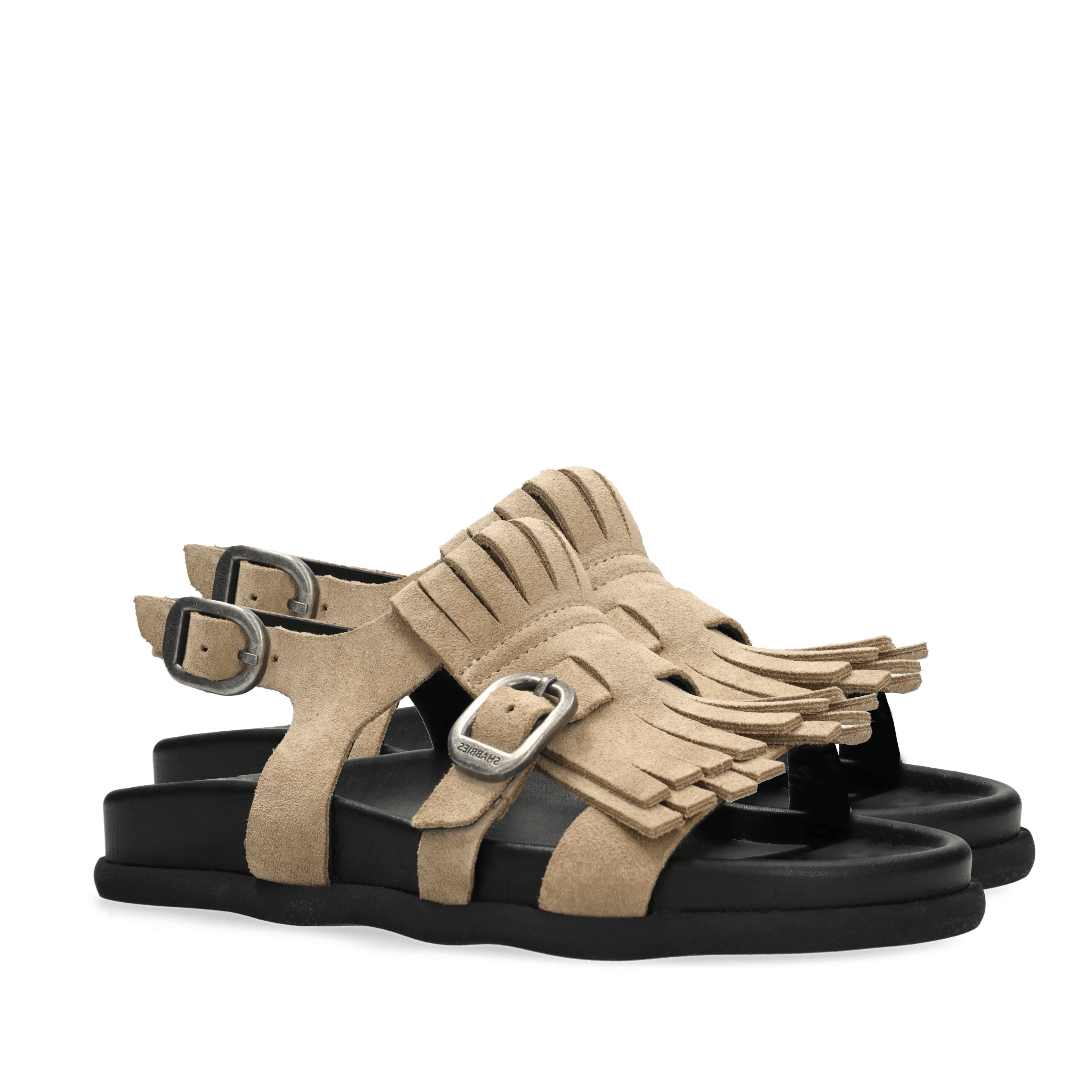 Inga Fringes Sandale Veloursleder Taupe