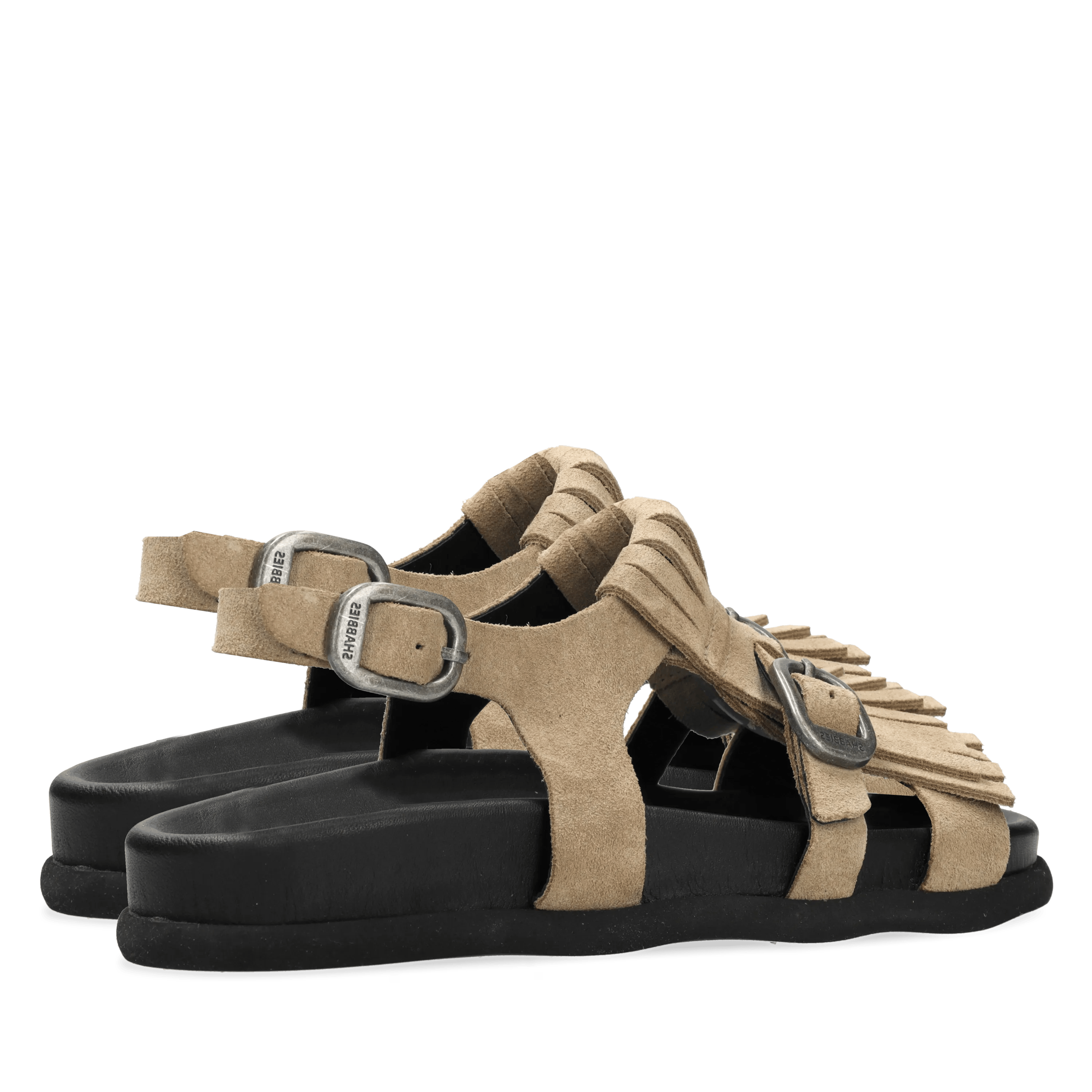 Inga Fringes Sandale Veloursleder Taupe