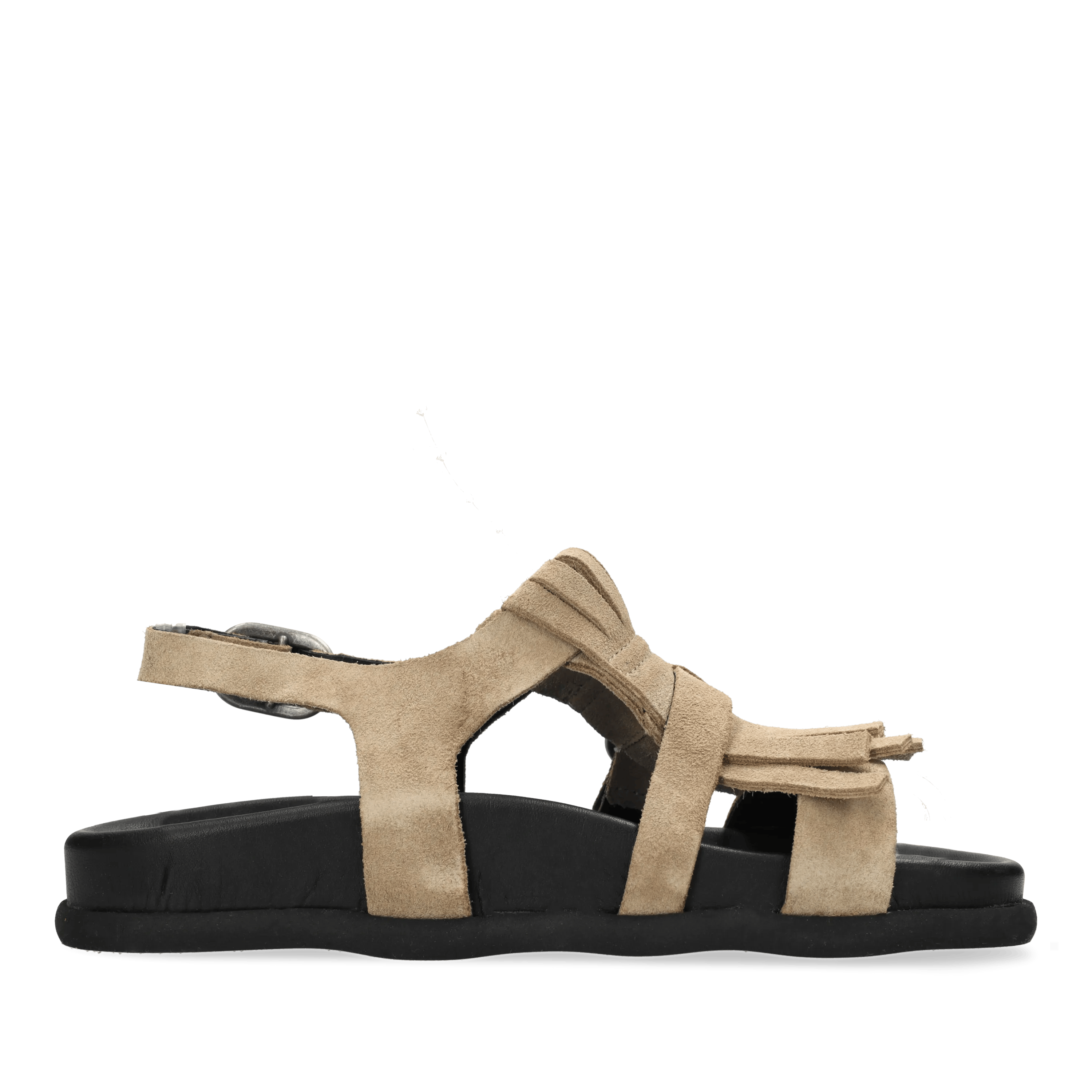 Inga Fringes Sandale Veloursleder Taupe
