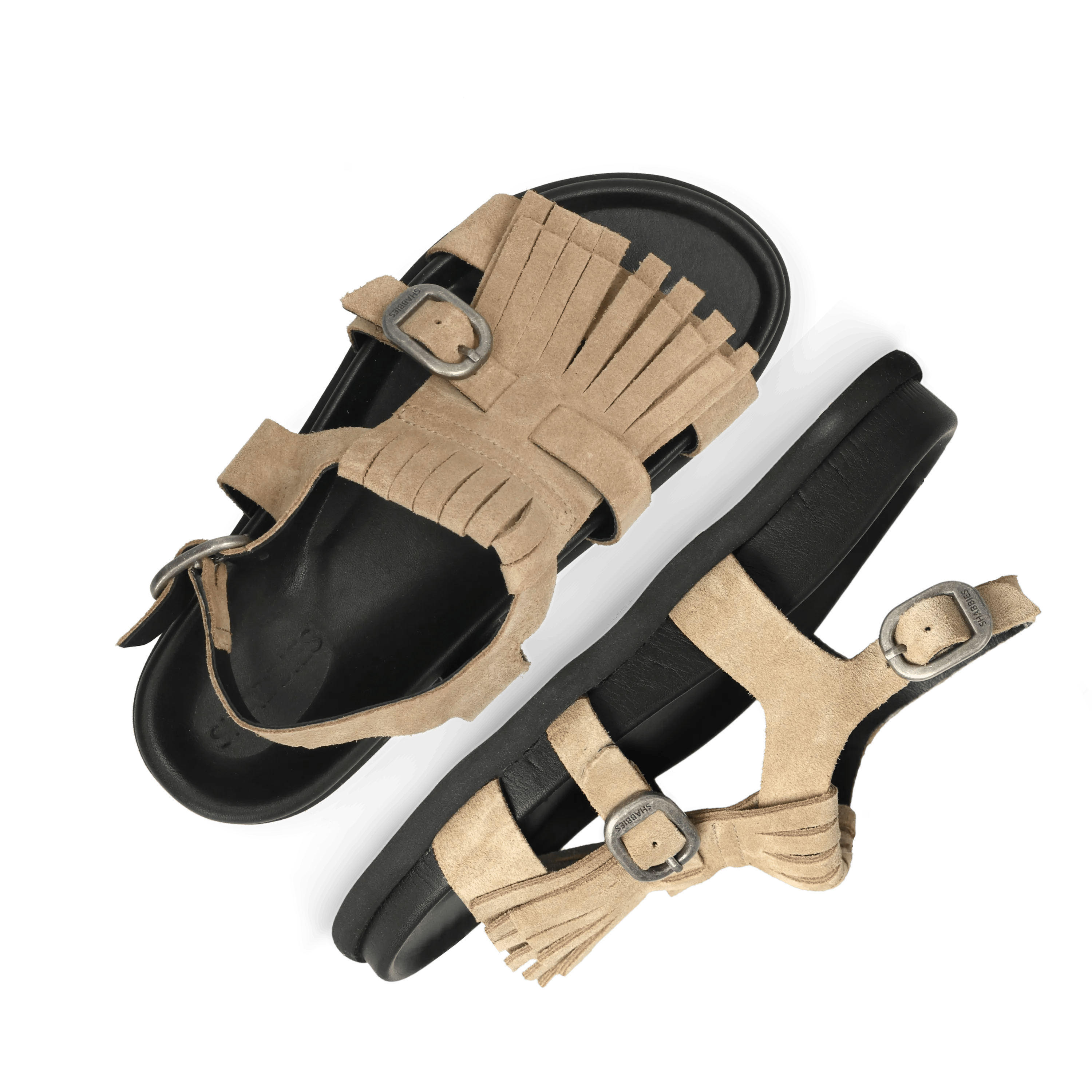 Inga Fringes Sandale Veloursleder Taupe