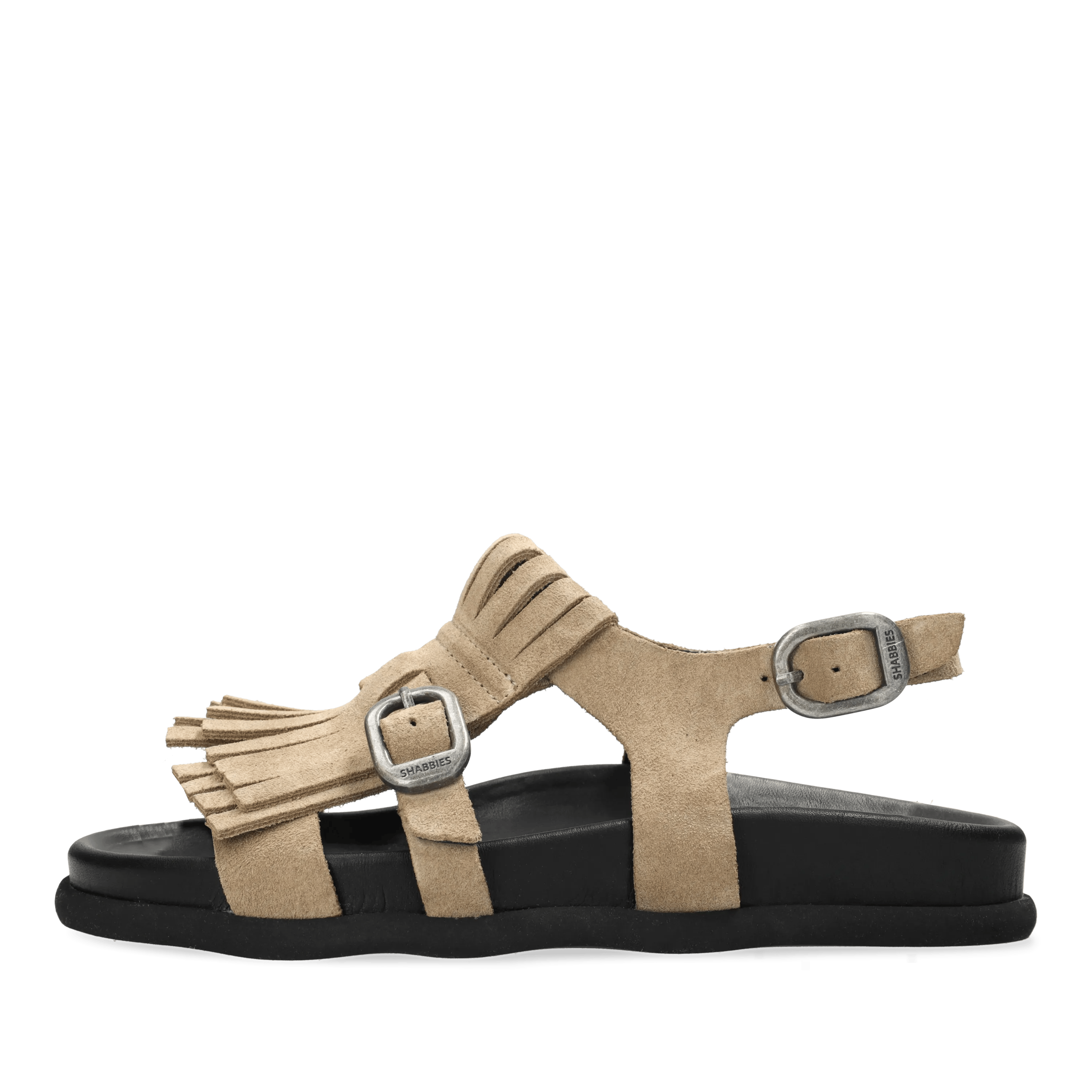 Inga Fringes Sandale Veloursleder Taupe