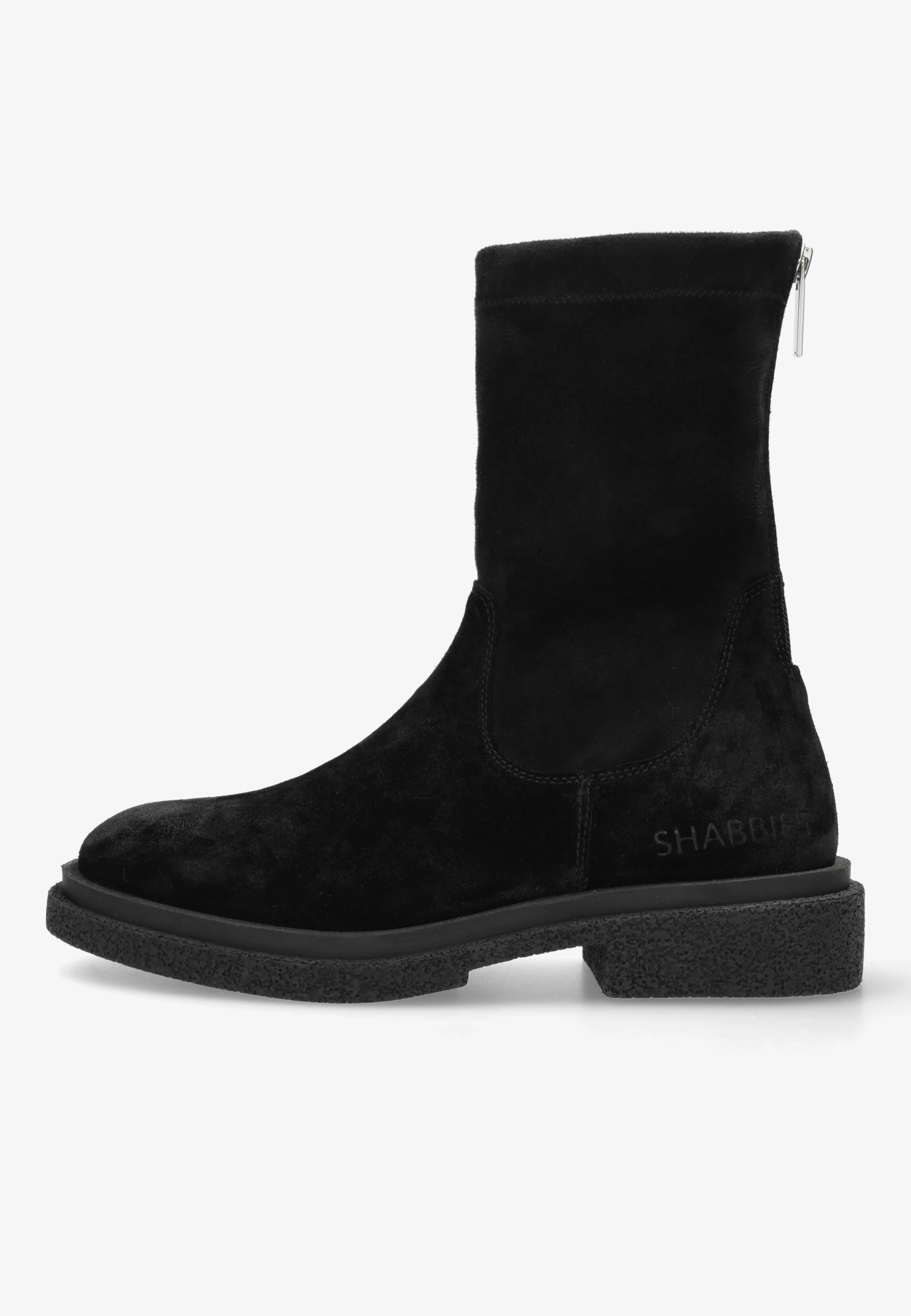 Jane stretch enkellaars Suède/Stretch Zwart