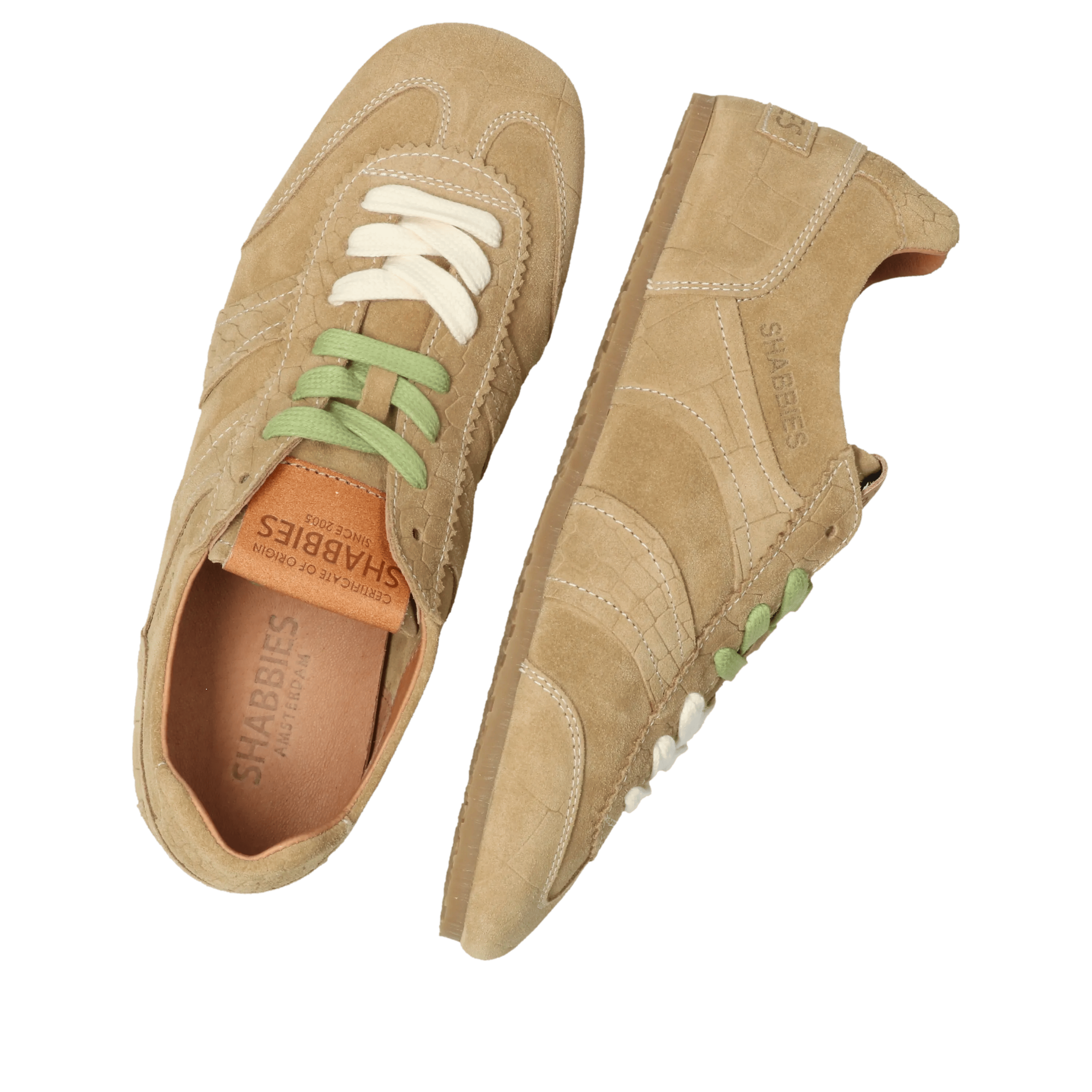 Ciska Base Sneaker Croco Beige