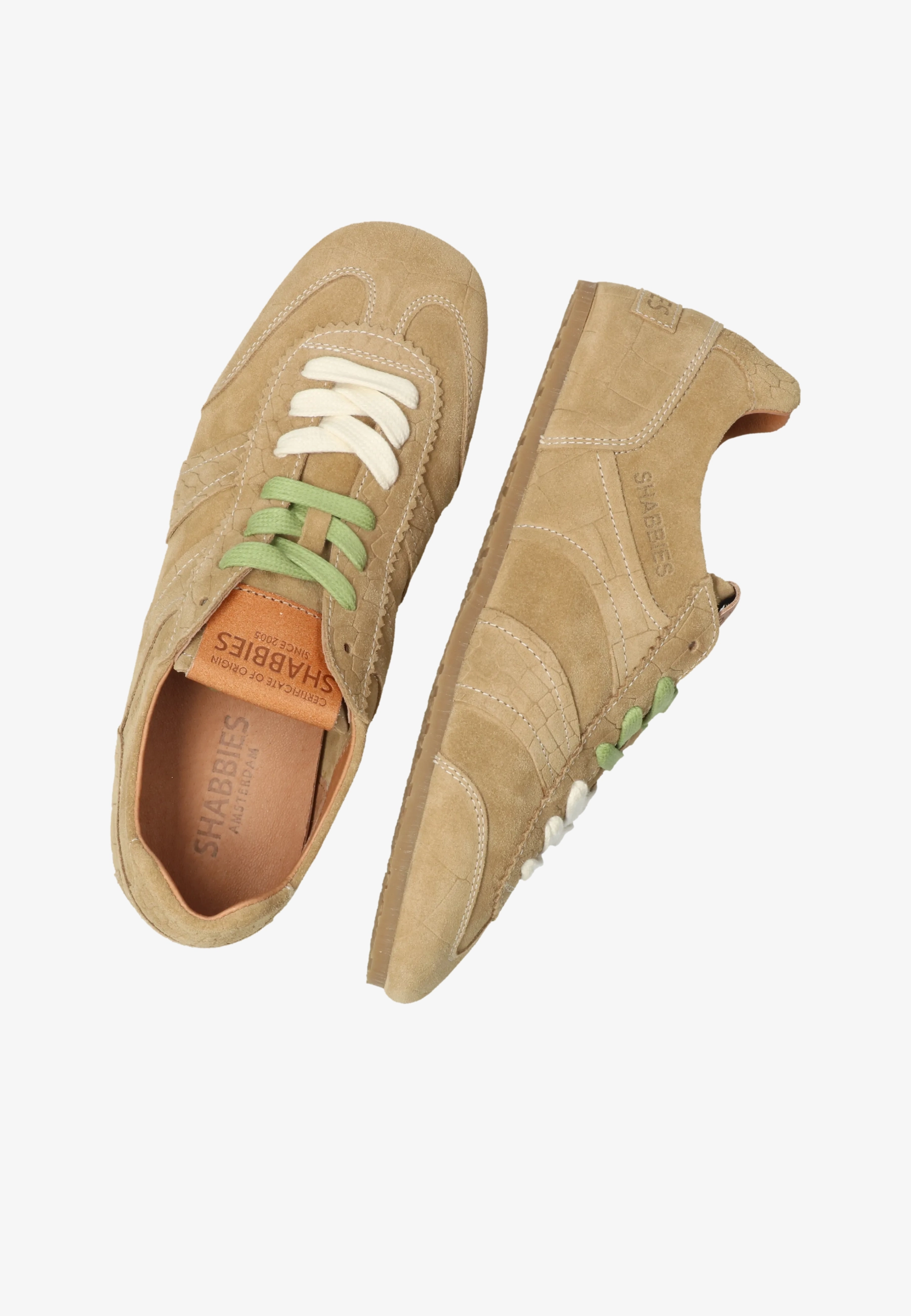 Ciska Base sneaker Croco Beige