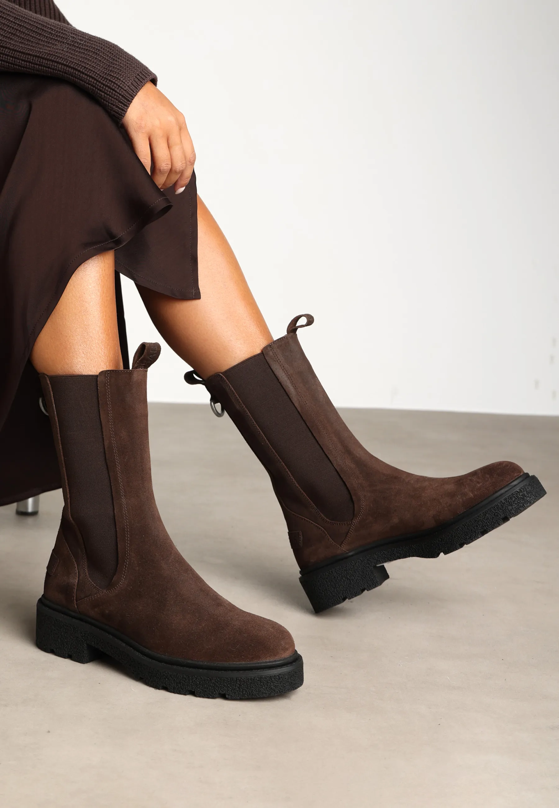 Jacy Shelly chelsealaars gewaxt suède Donkerbruin