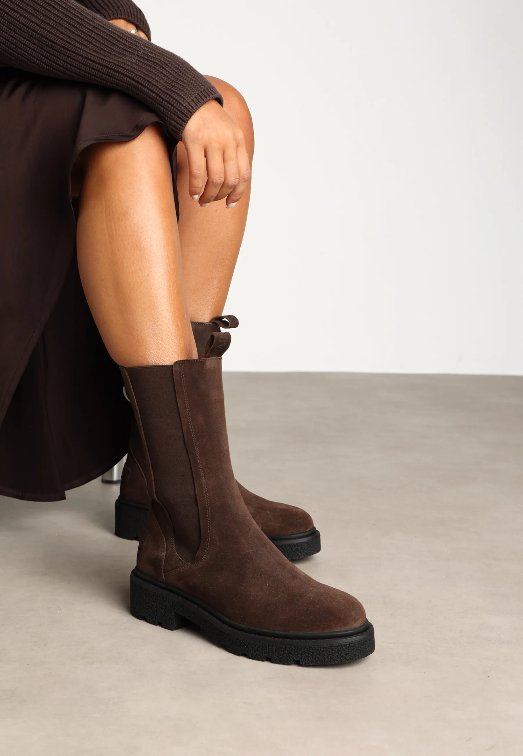 Jacy Shelly chelsealaars gewaxt suède Donkerbruin