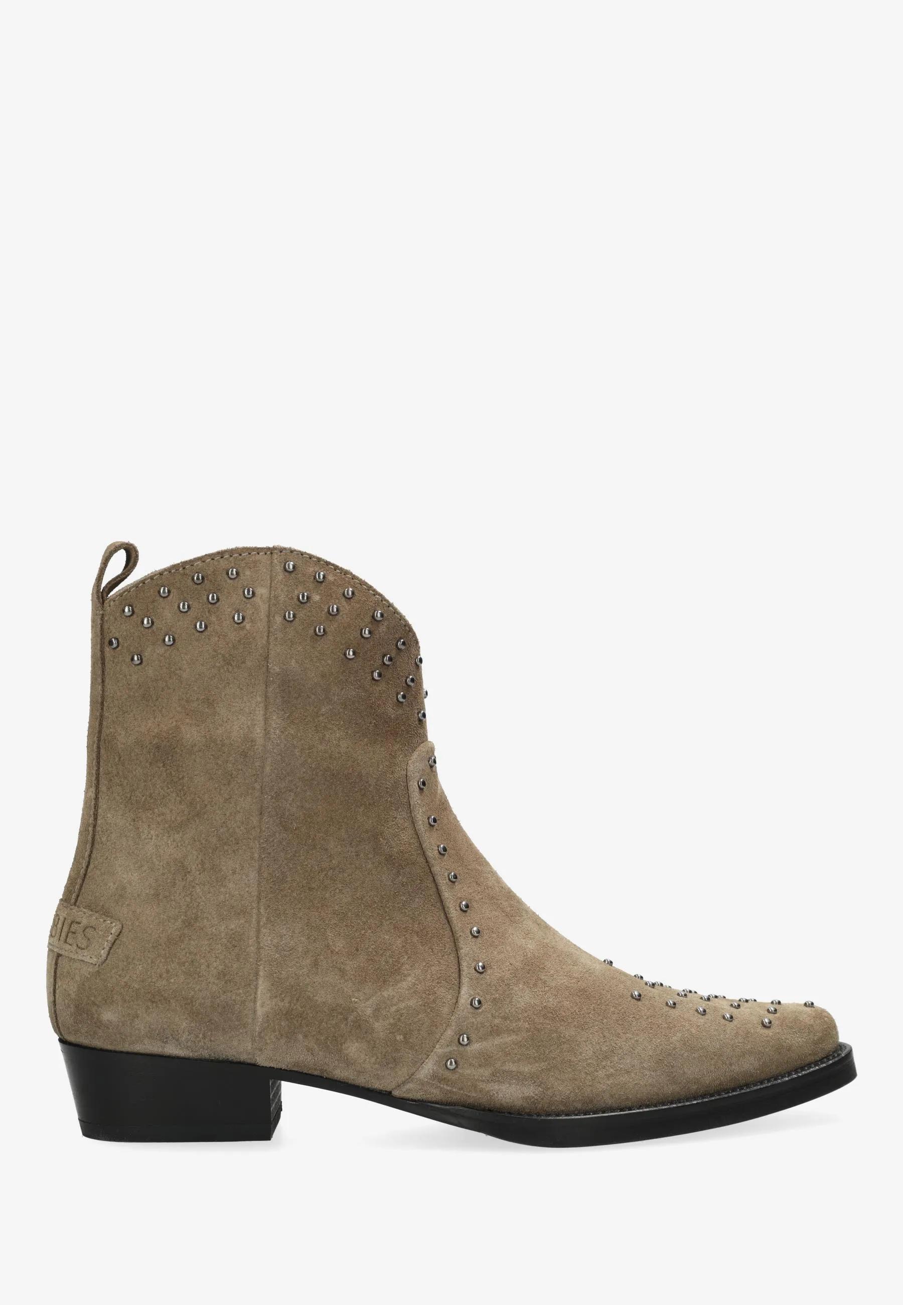 Janina Ankie Studs Stiefelette Veloursleder Dunkel-Taupe