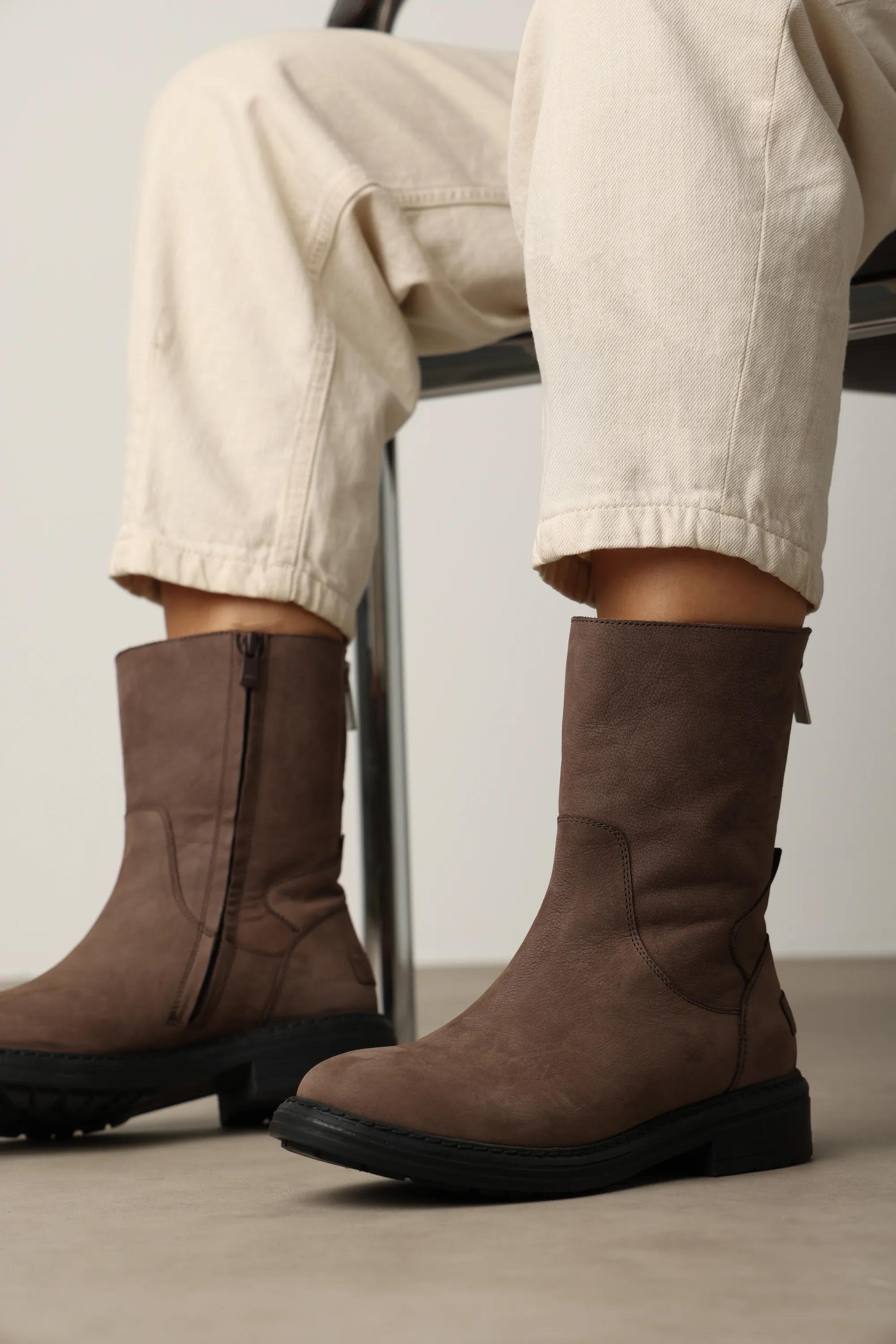 Duck Hose enkellaars Leer Taupe