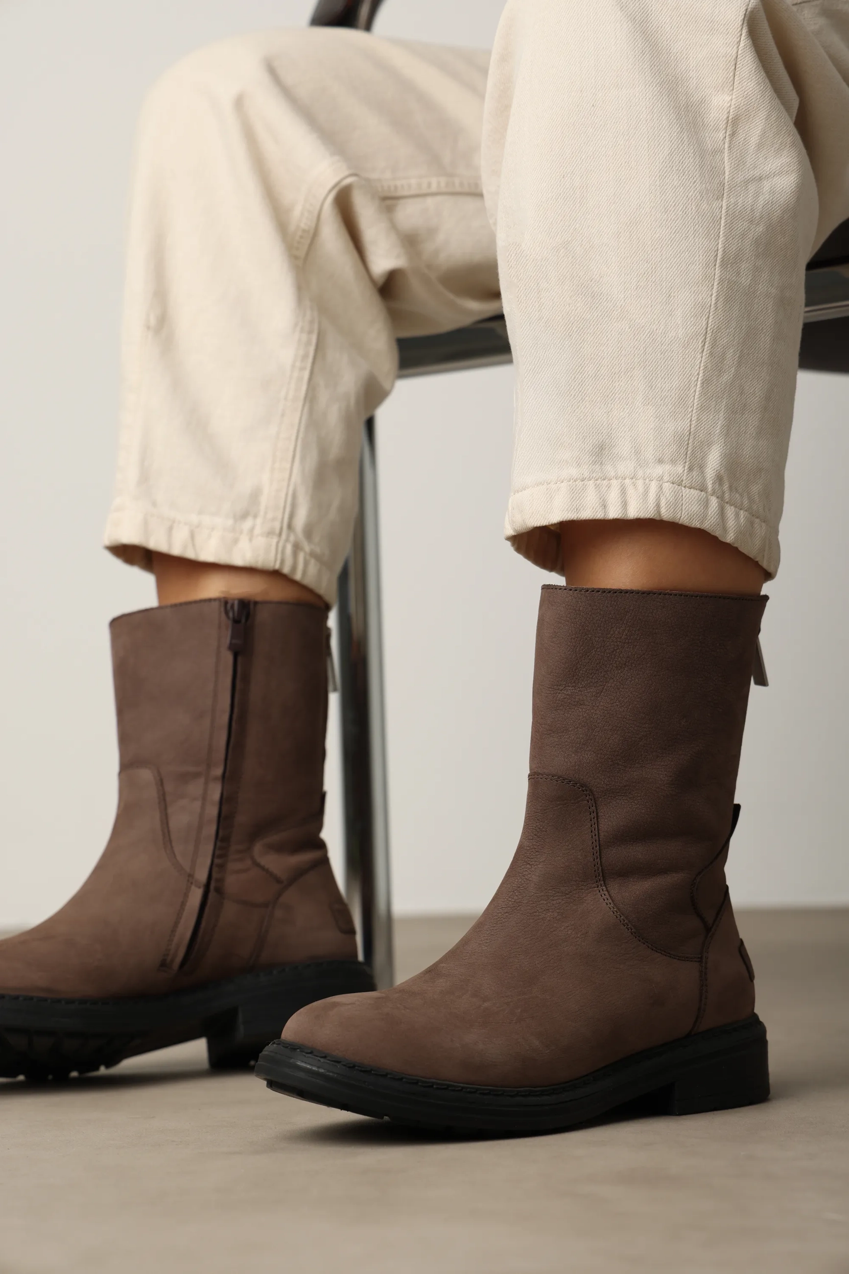 Duck Hose enkellaars Leer Taupe