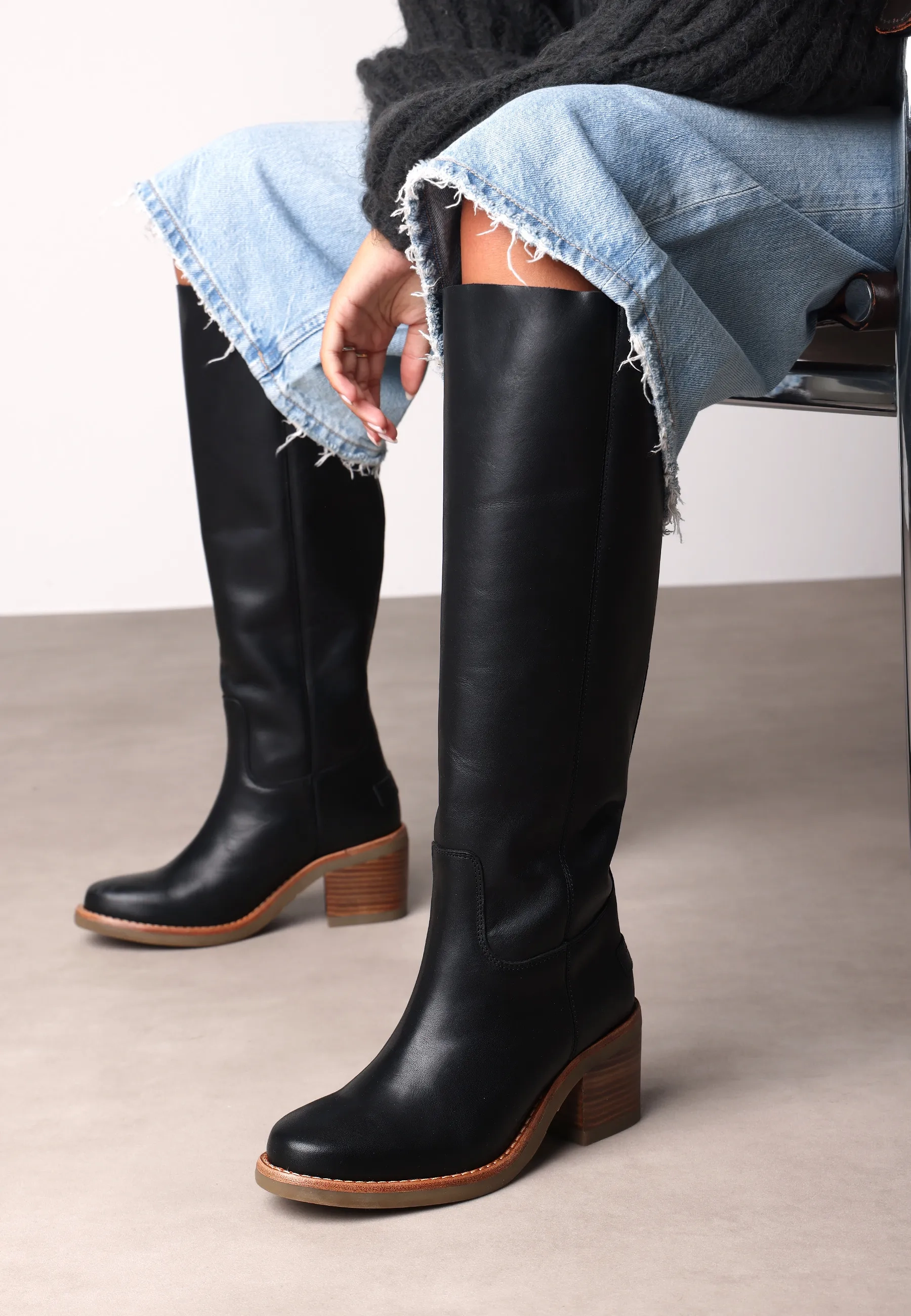 Puk Tuba boot Leer Zwart