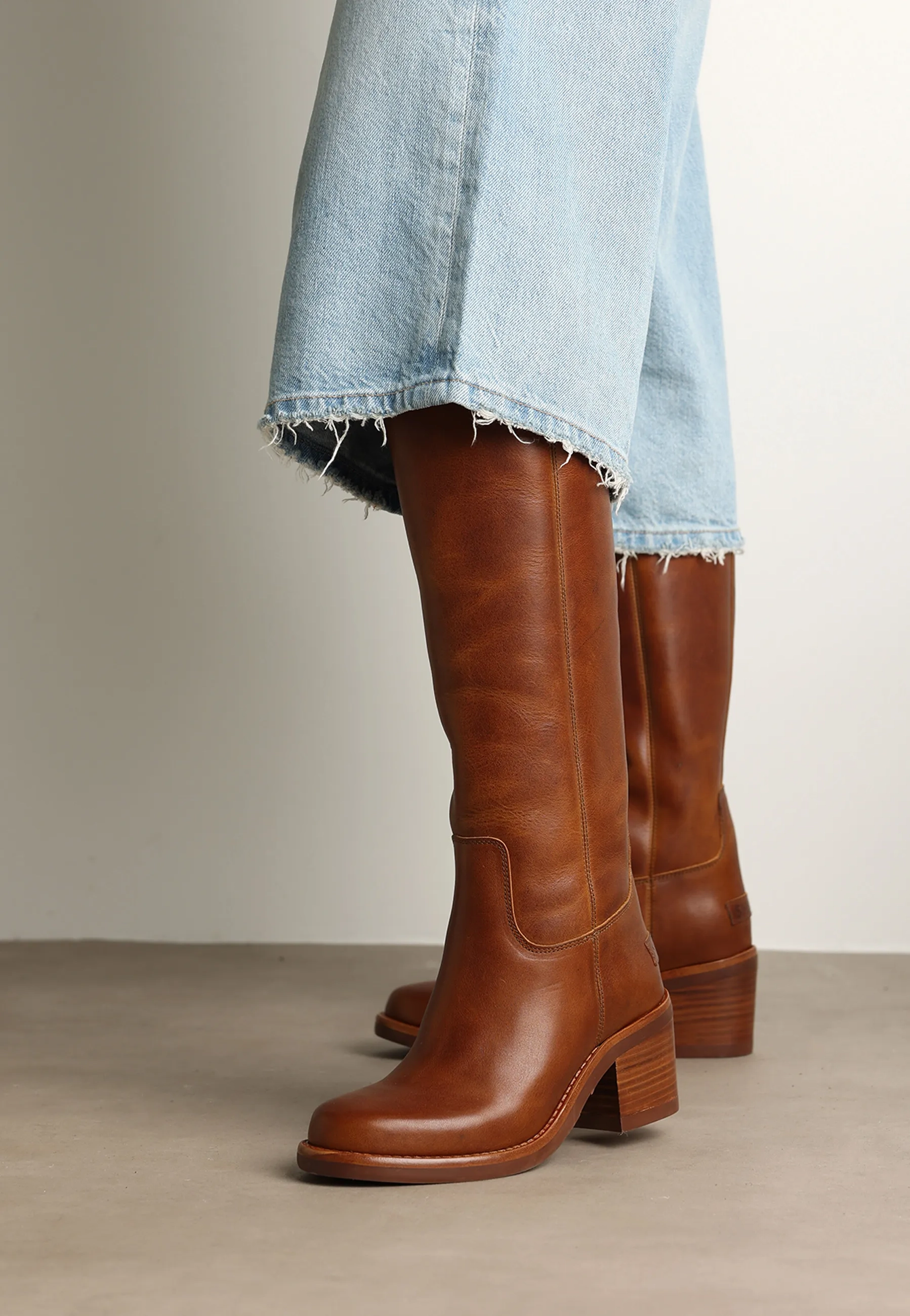 Puk Tuba boot Leer Cognac