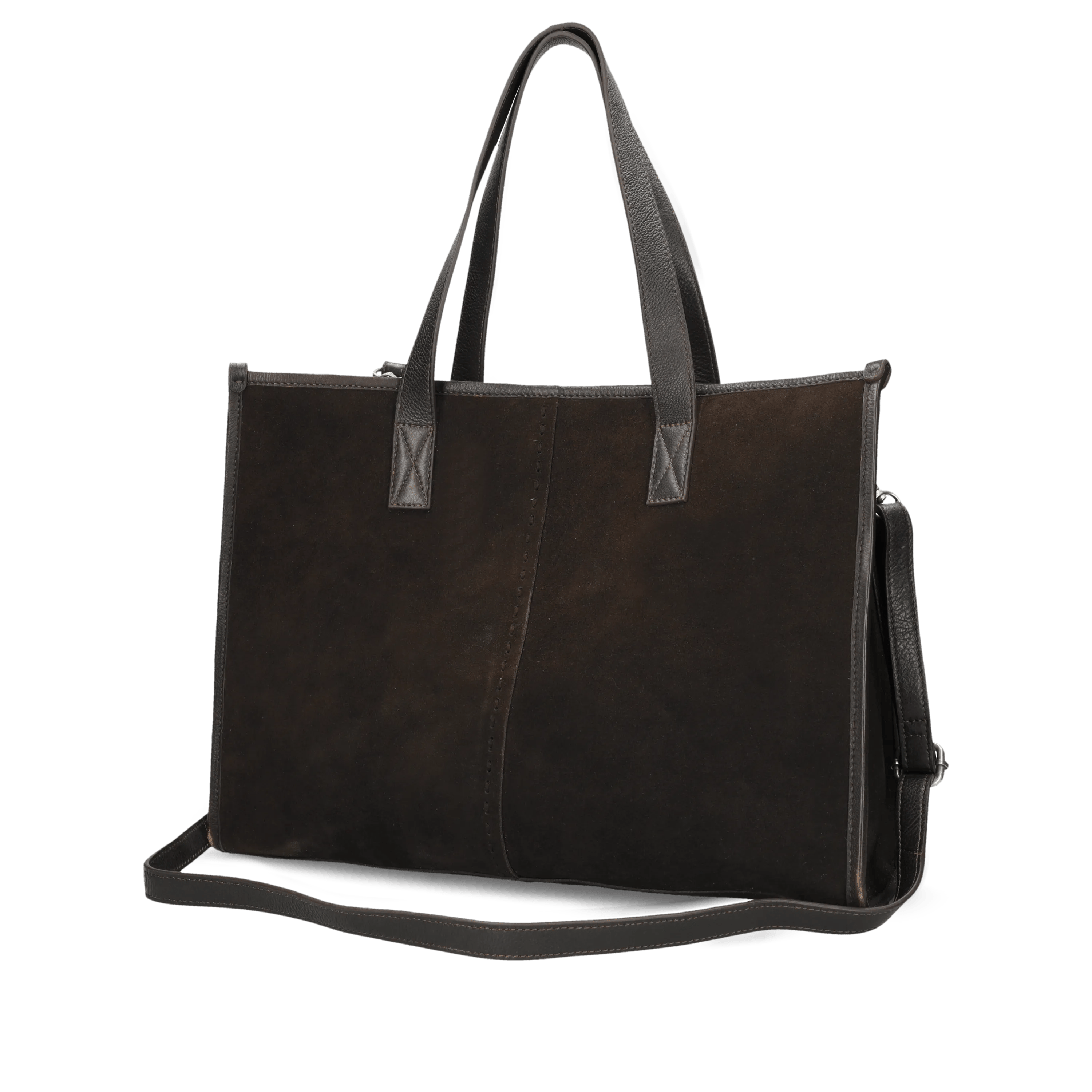 VERENA INTERLACE Handbag oiled suede Dark Brown