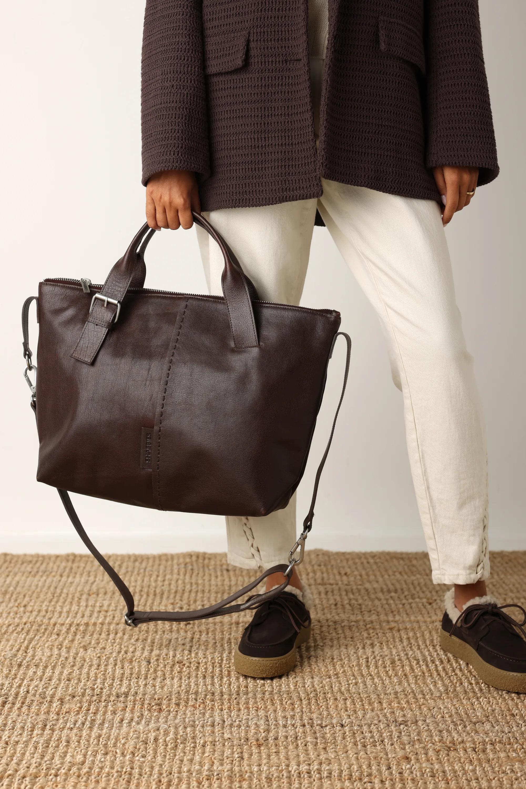 ESSIE STITCHED  Laptopbag leather Brown