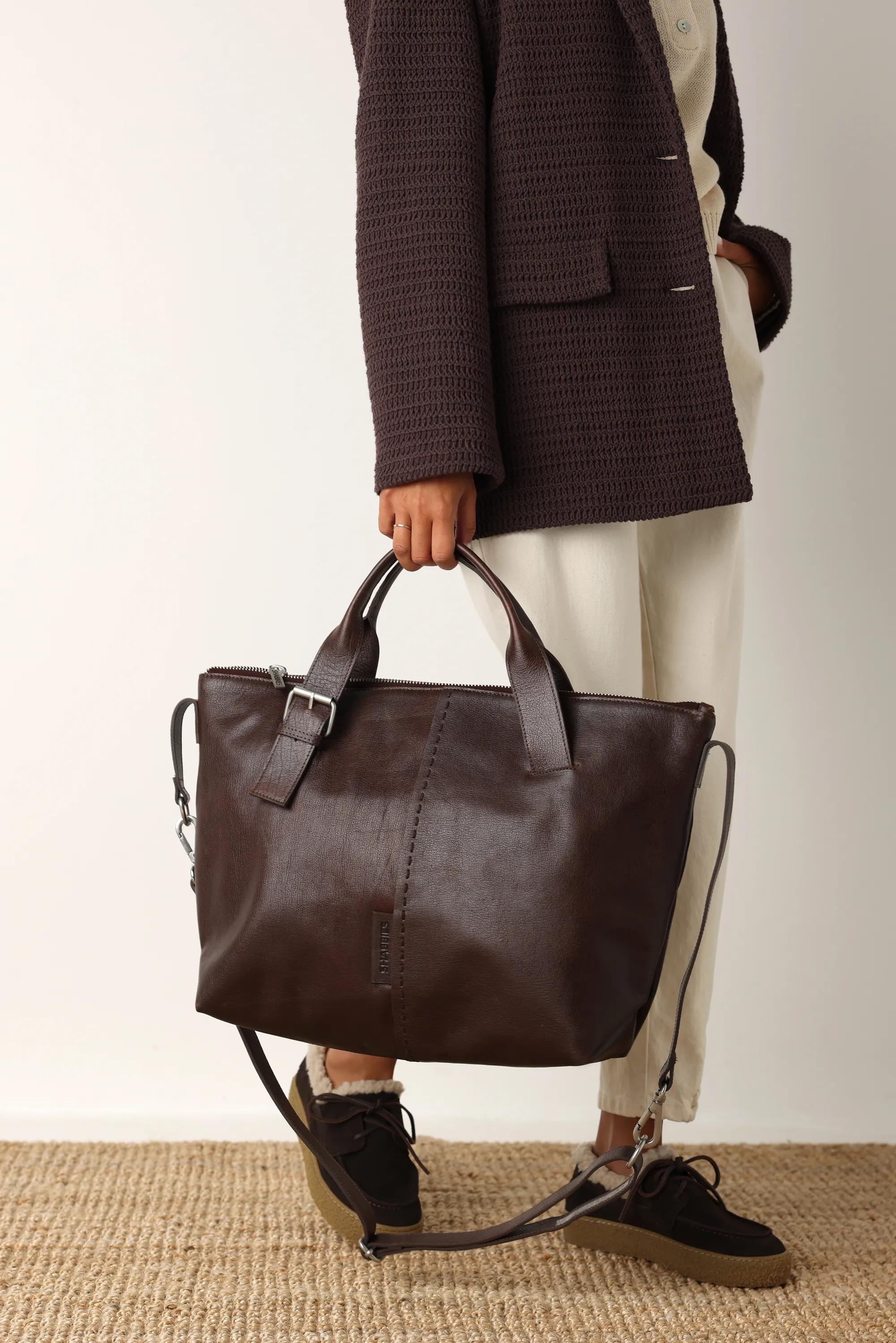 ESSIE STITCHED  Laptopbag leather Brown