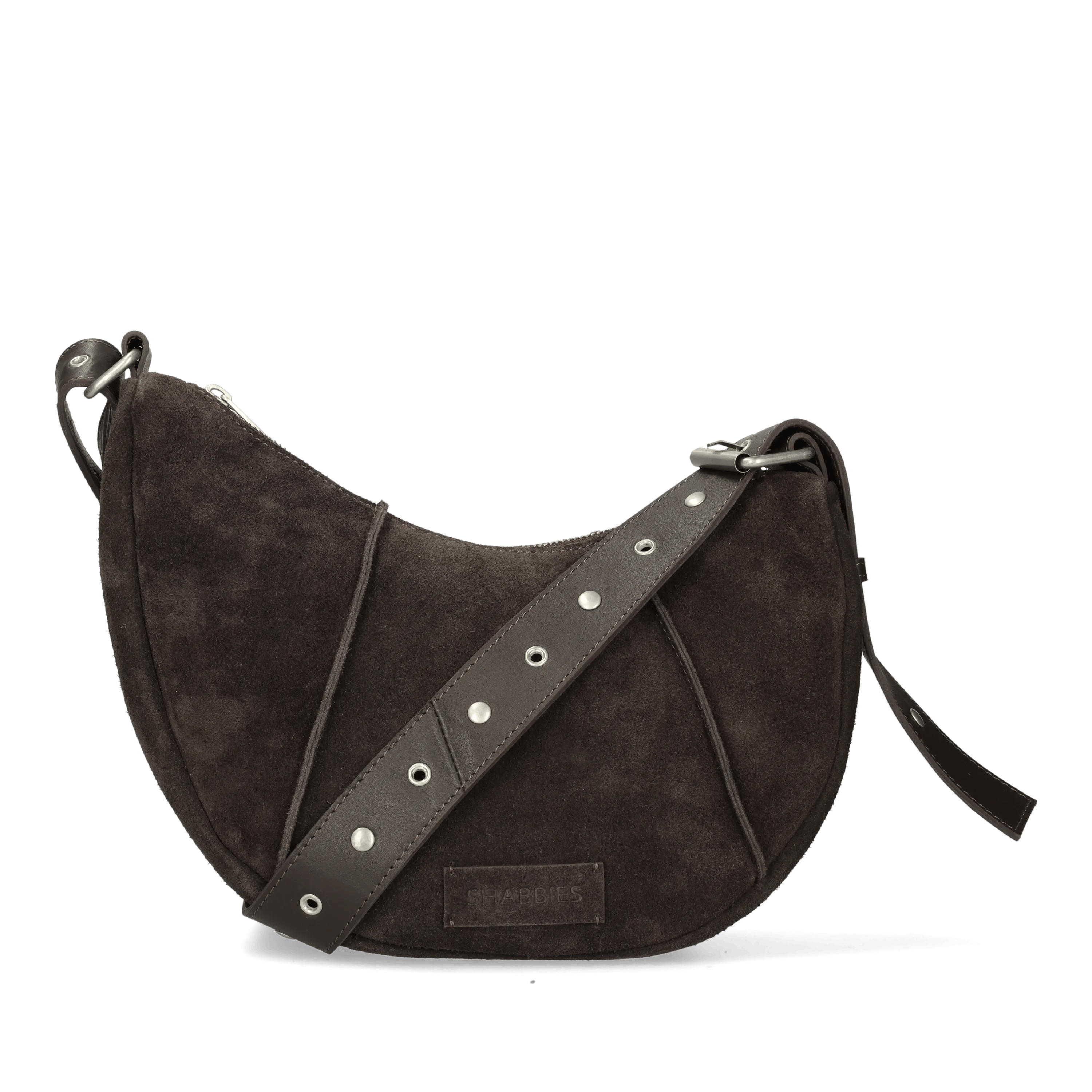 PLATAMINI STUDS Shoulderbag Oiled Suede Dark Brown