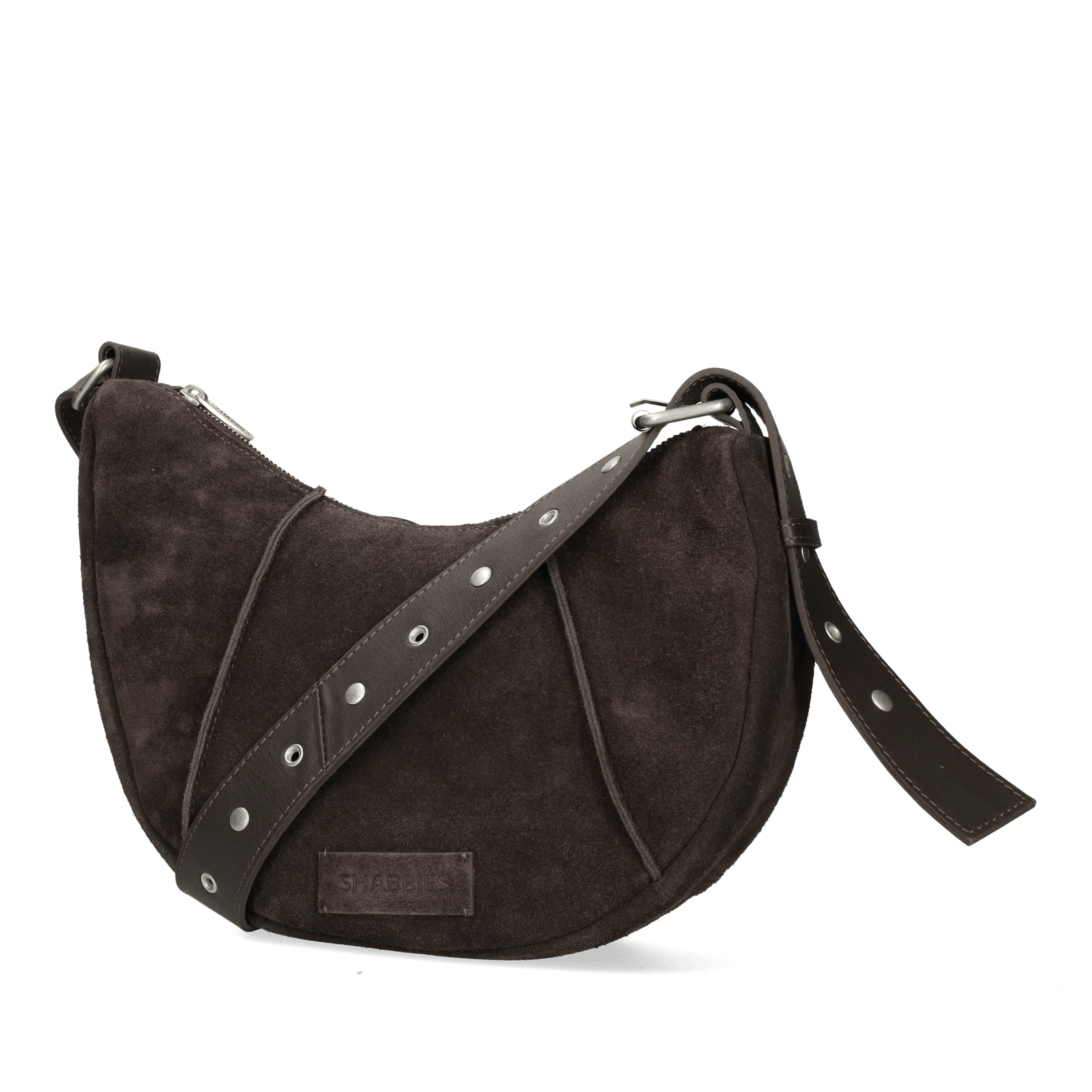 PLATAMINI STUDS Shoulderbag Oiled Suede Dark Brown