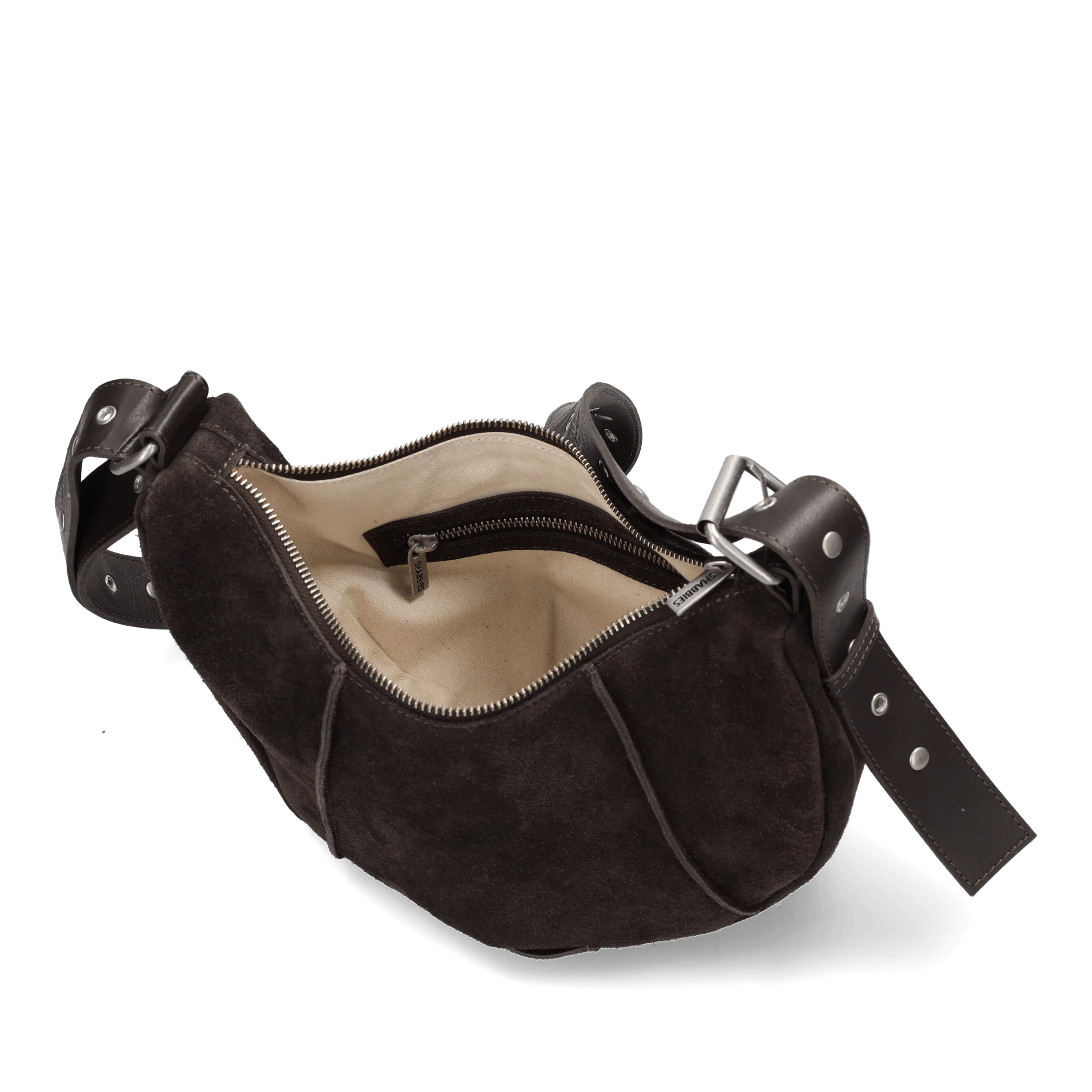 PLATAMINI STUDS Shoulderbag Oiled Suede Dark Brown