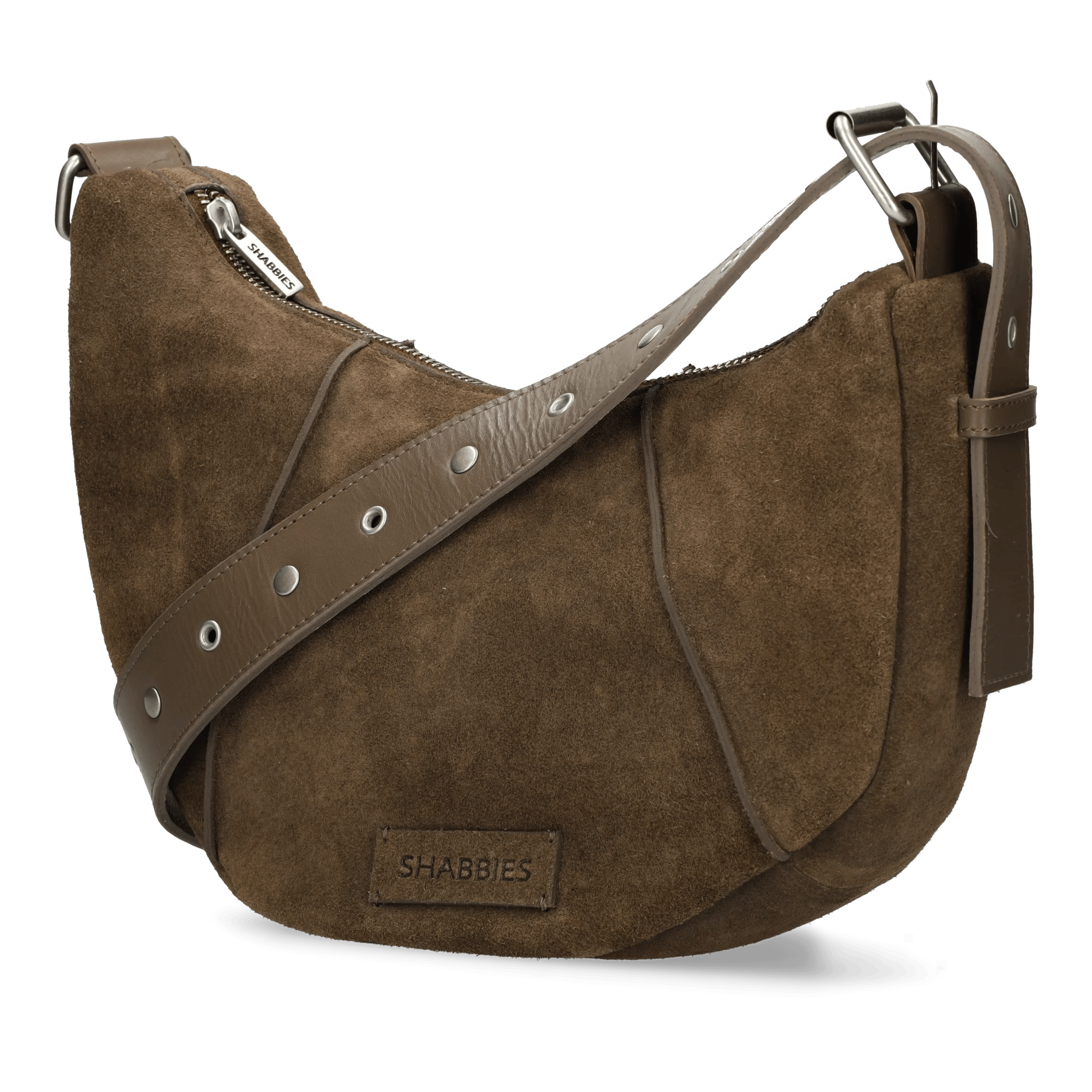 PLATAMINI STUDS Shoulderbag Oiled Suede Taupe