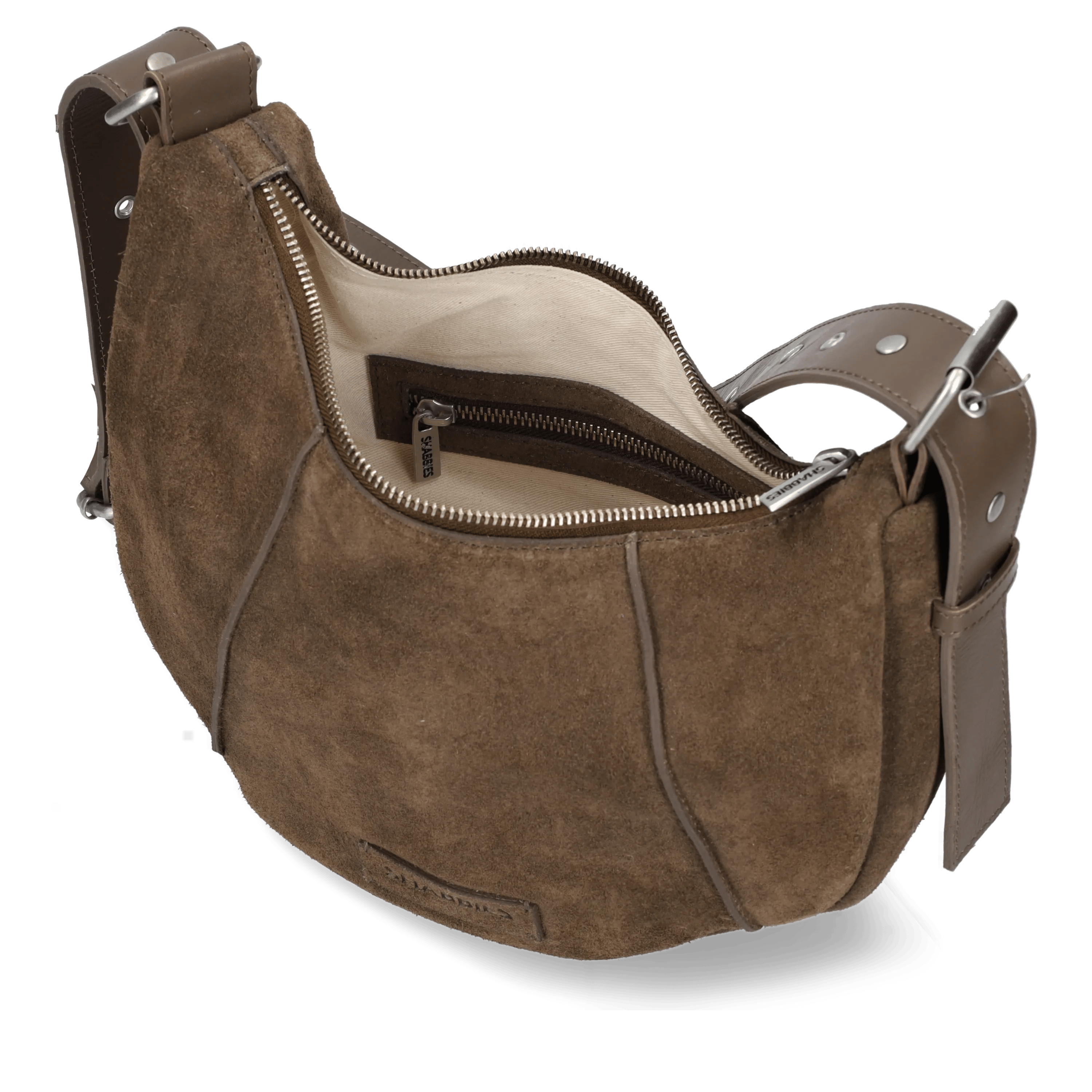 PLATAMINI STUDS Shoulderbag Oiled Suede Taupe