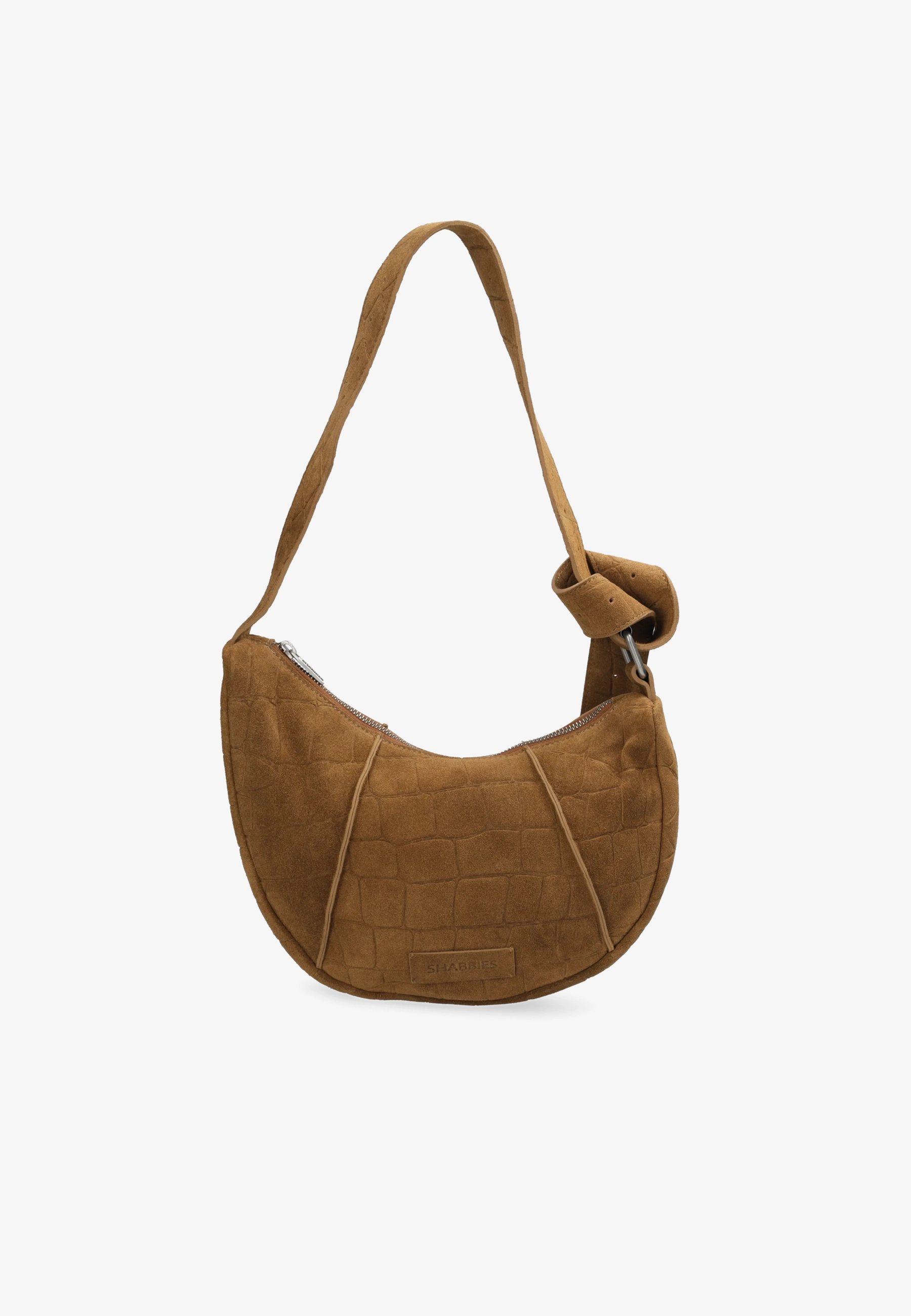 Platamini Shoulder Embossing Suede Cognac