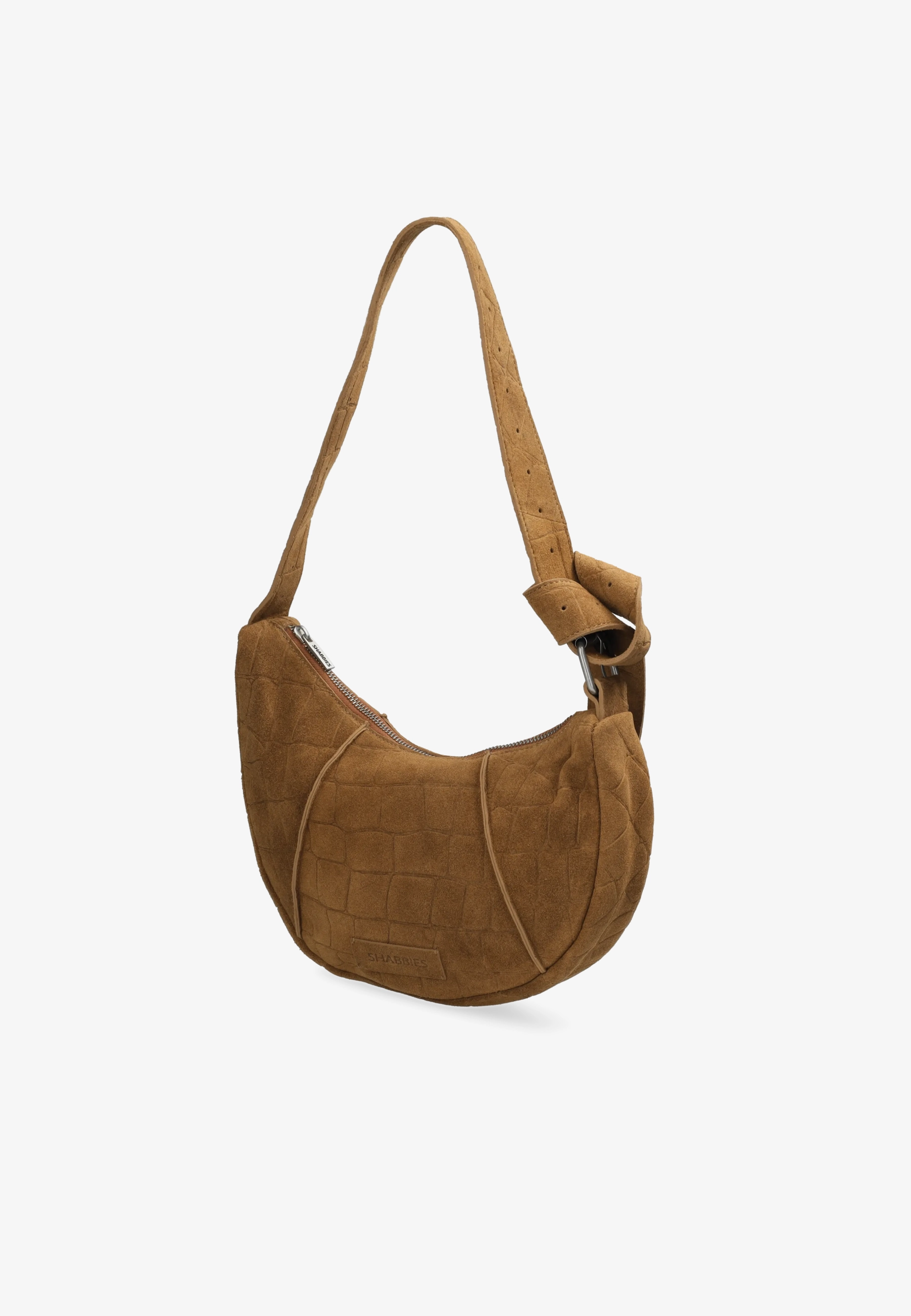 Platamini Shoulder Embossing Suede Cognac