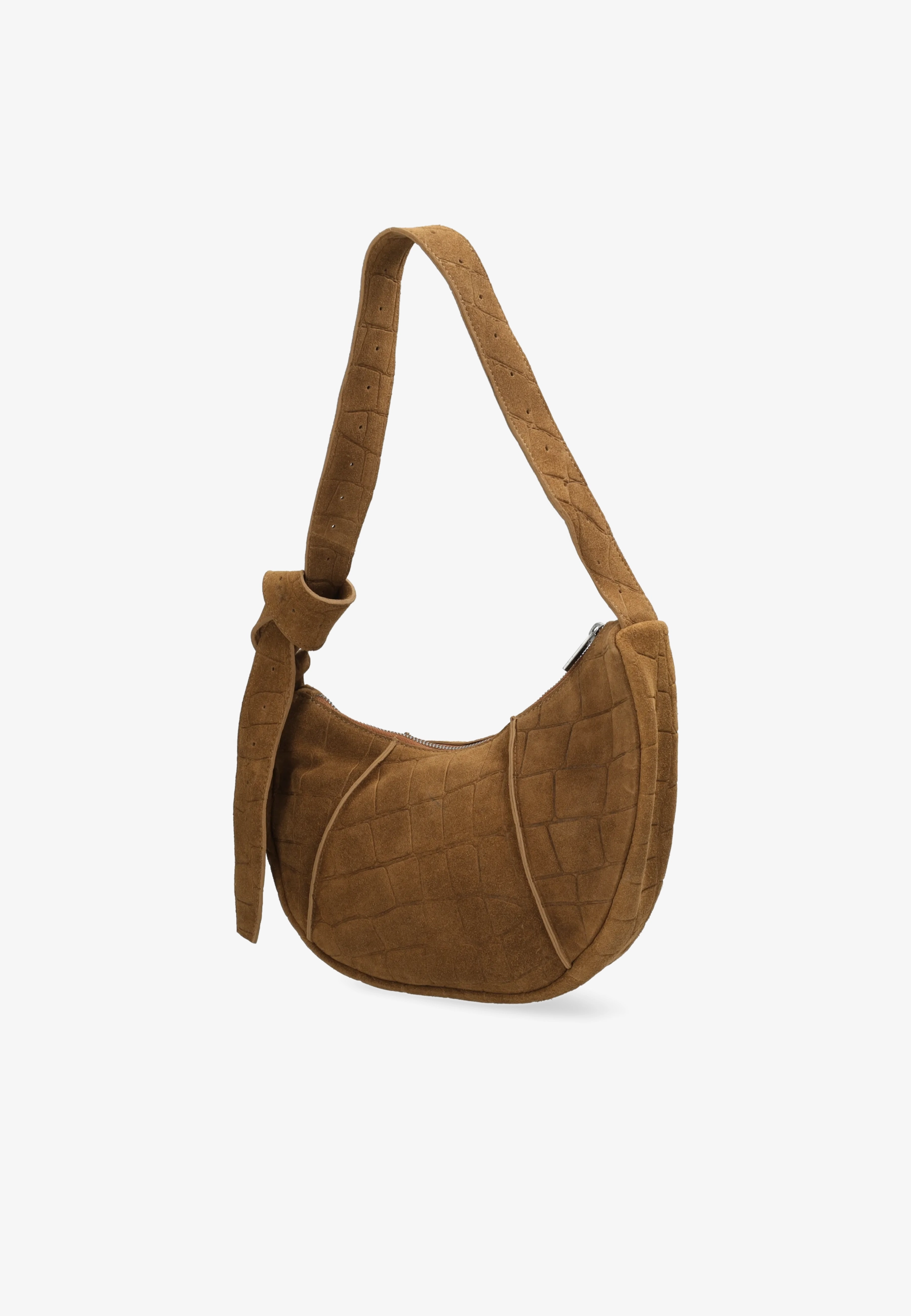 Platamini Shoulder Embossing Suede Cognac