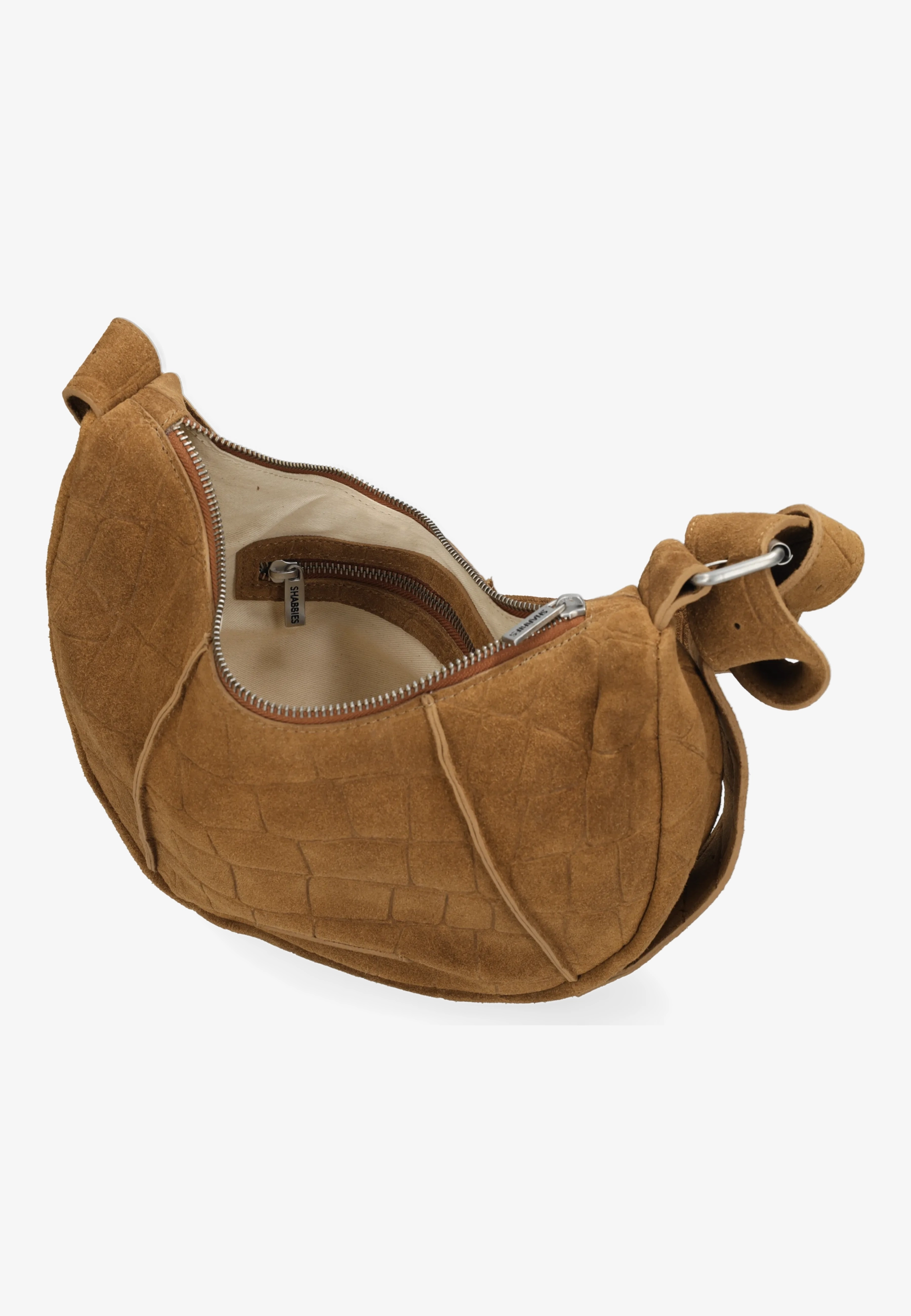Platamini Shoulder Embossing Suede Cognac
