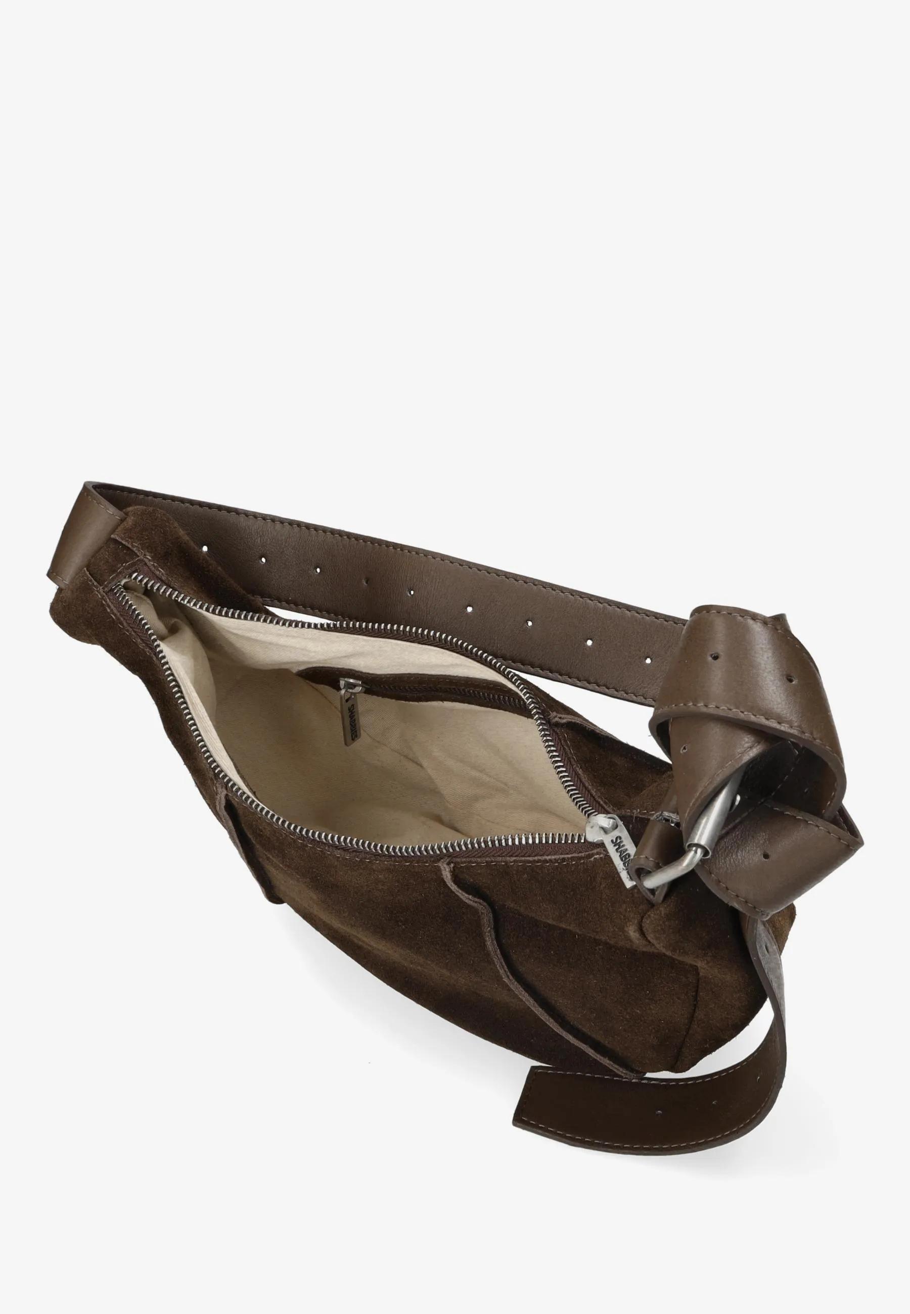 Platamini Schultertasche Aus Geöltem Veloursleder Dunkelbraun