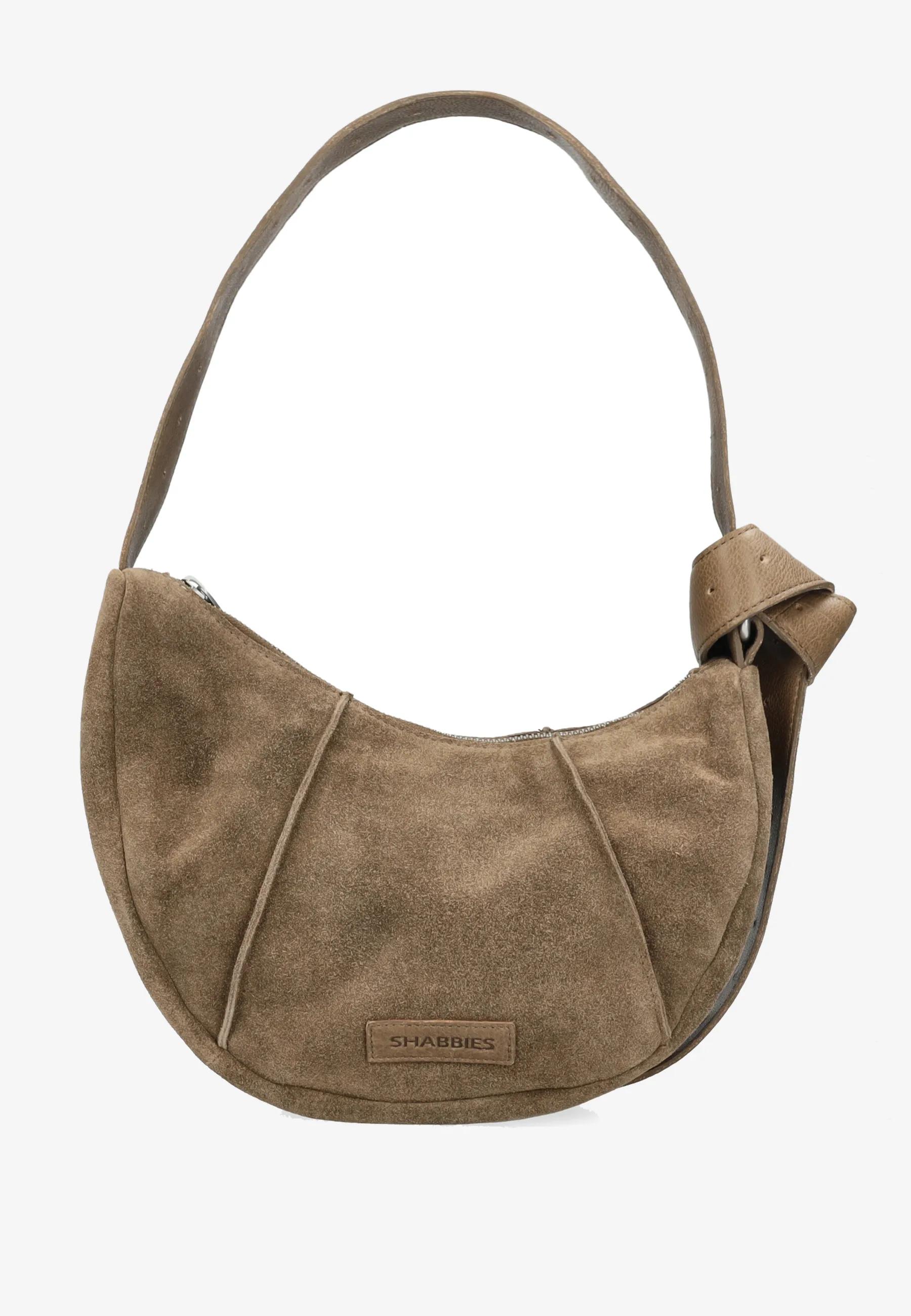 Platamini Schultertasche Aus Geöltem Veloursleder Dunkel-Taupe