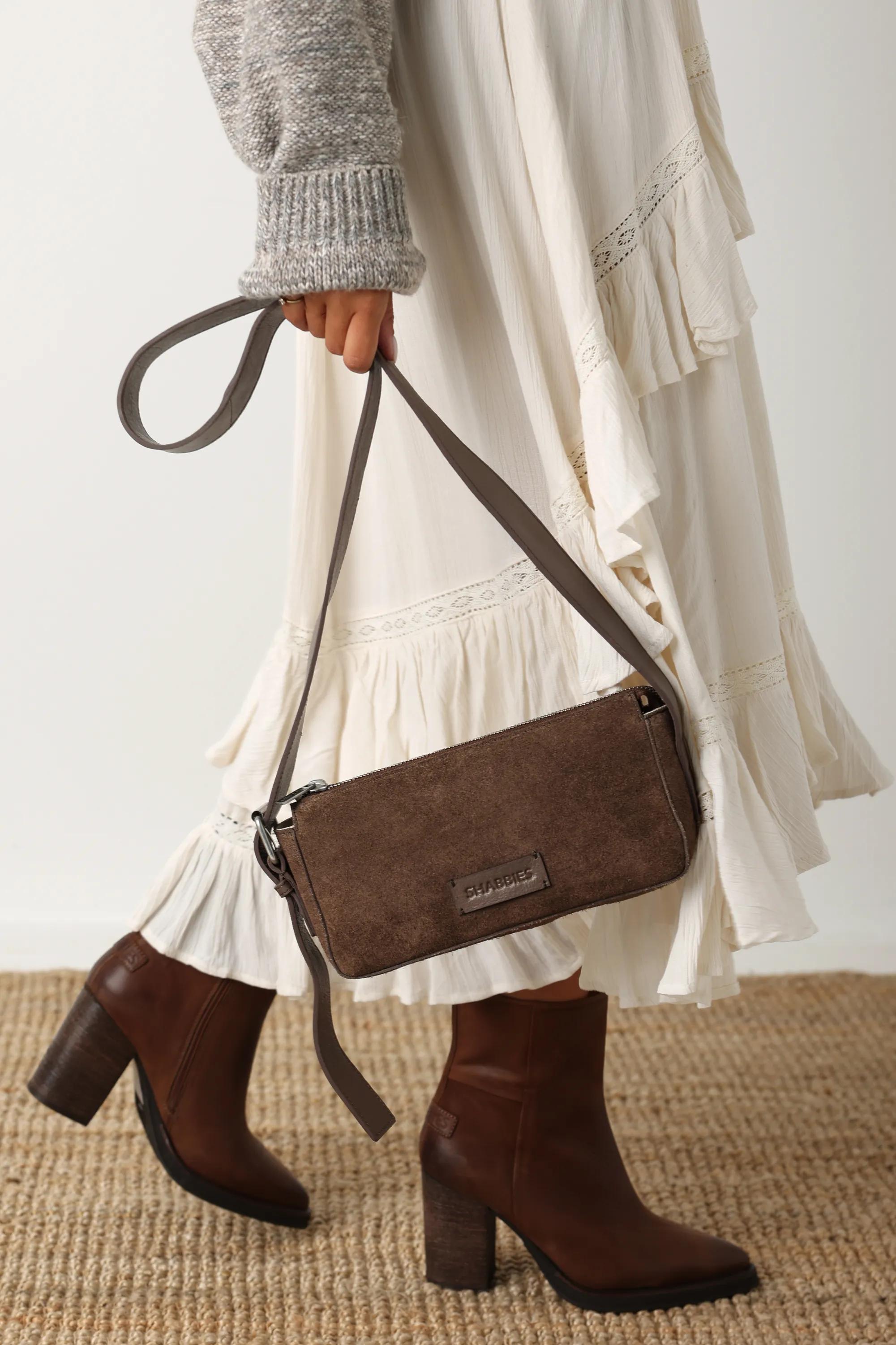 VENICE Shoulderbag oiled suede Taupe