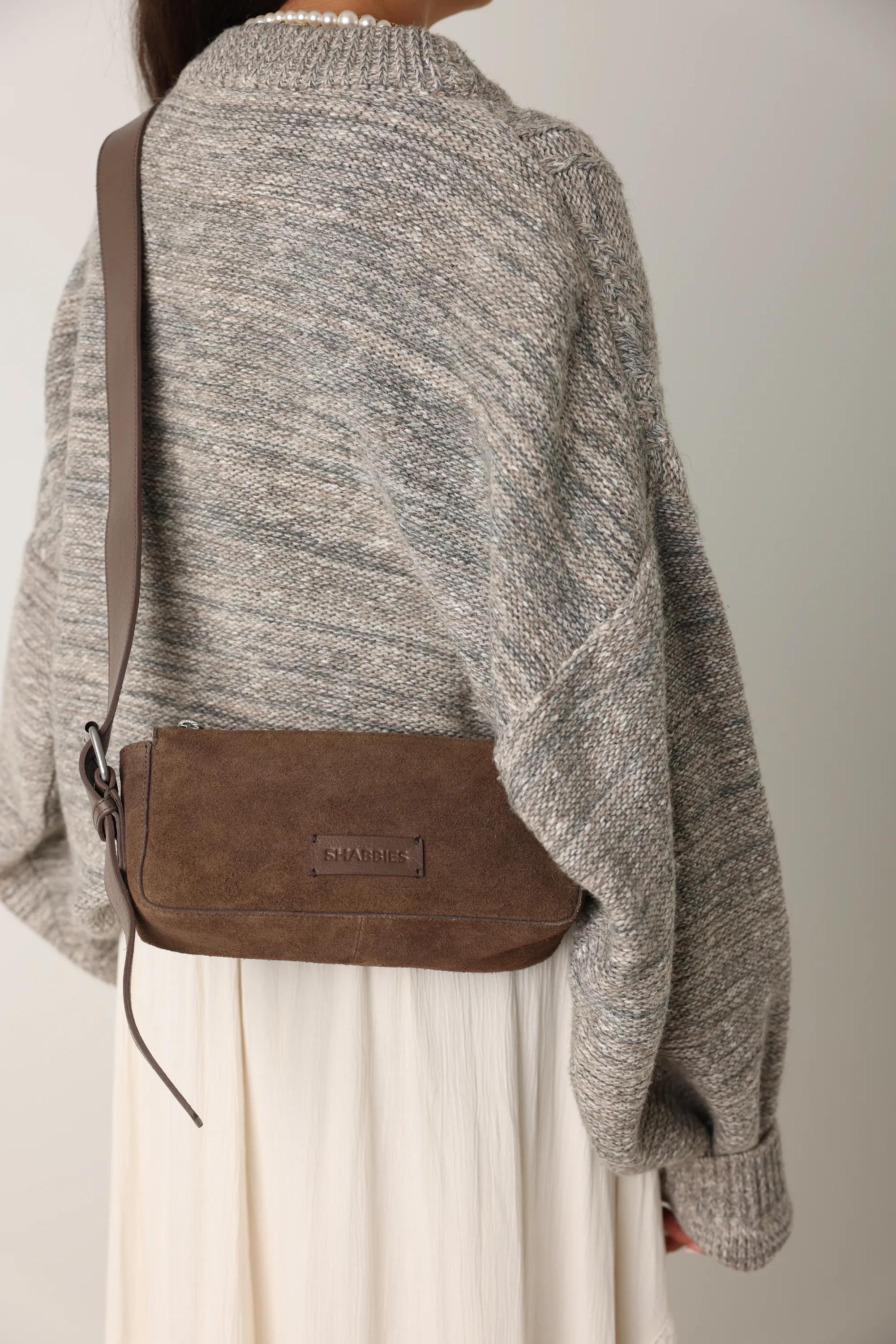 VENICE Shoulderbag oiled suede Taupe
