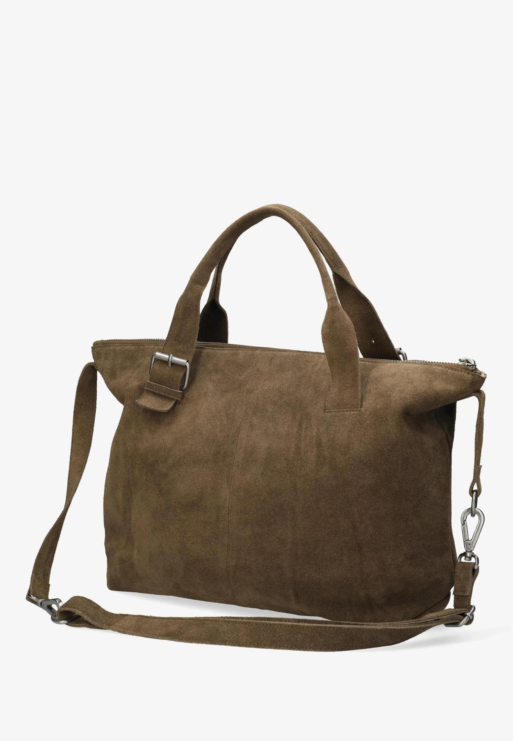 Essie Laptoptasche Veloursleder Dunkel-Taupe