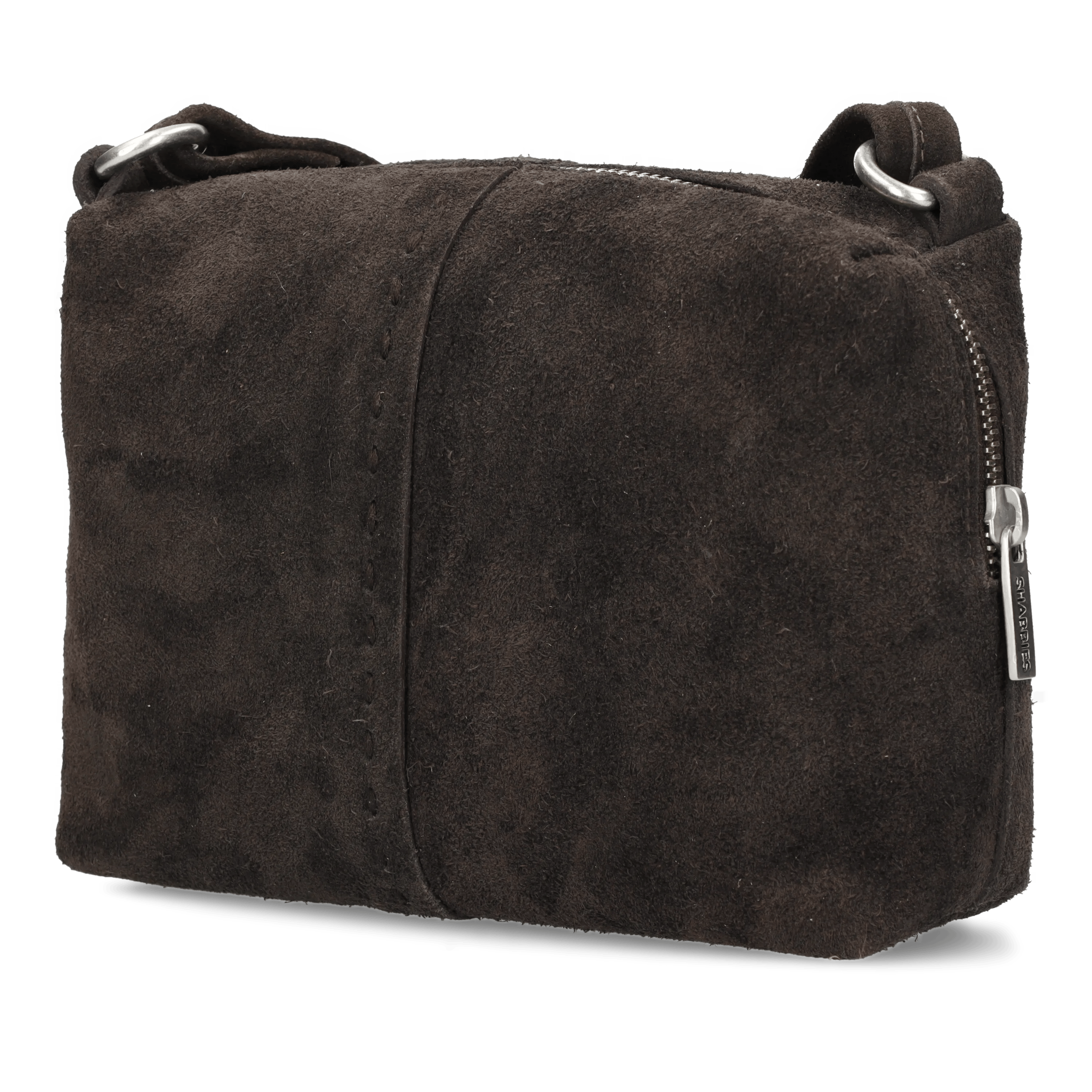 SAAR STITCHED Crossbody oiled suede Dark Brown