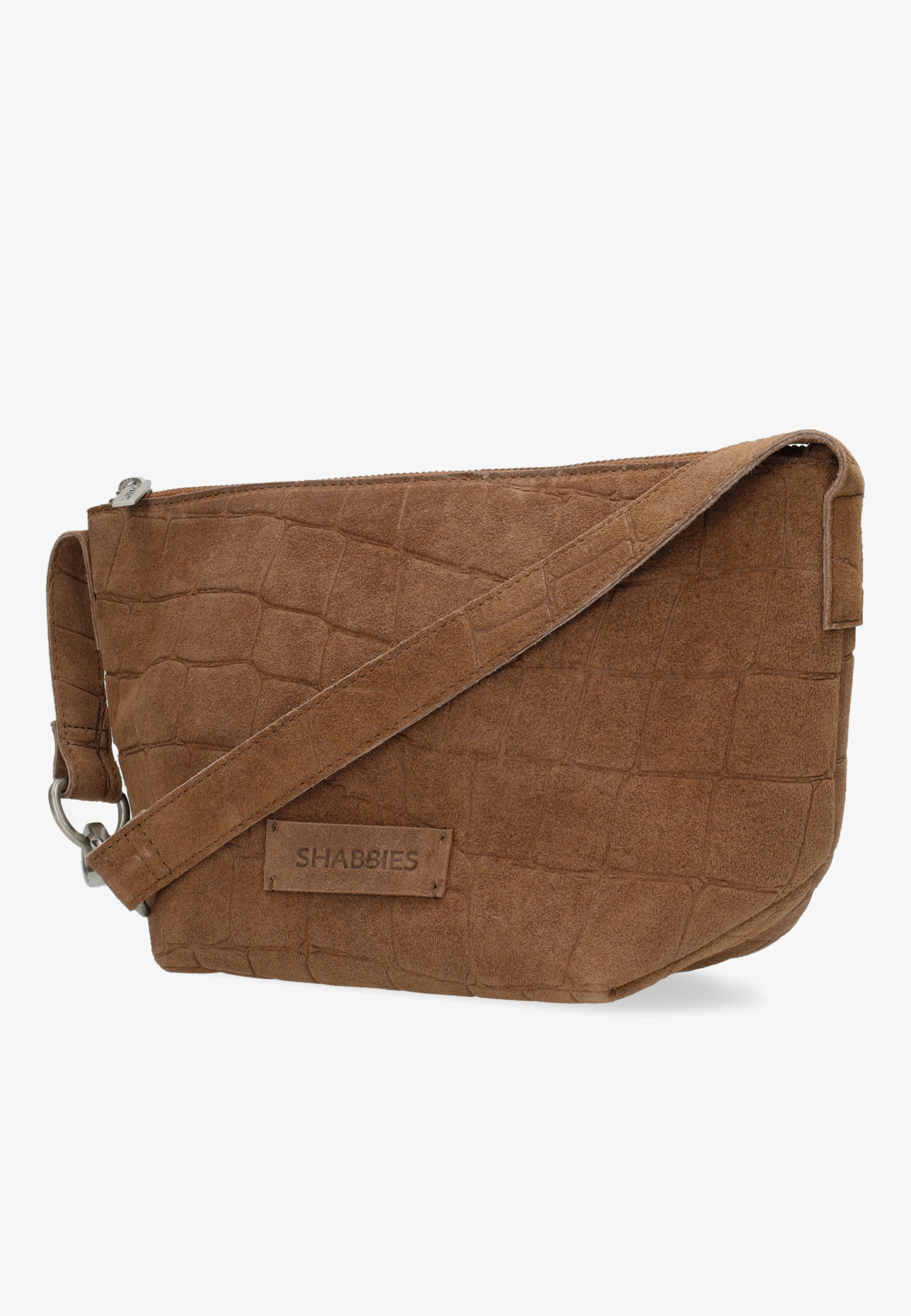 Esra Crossbody Embossed Suede Cognac