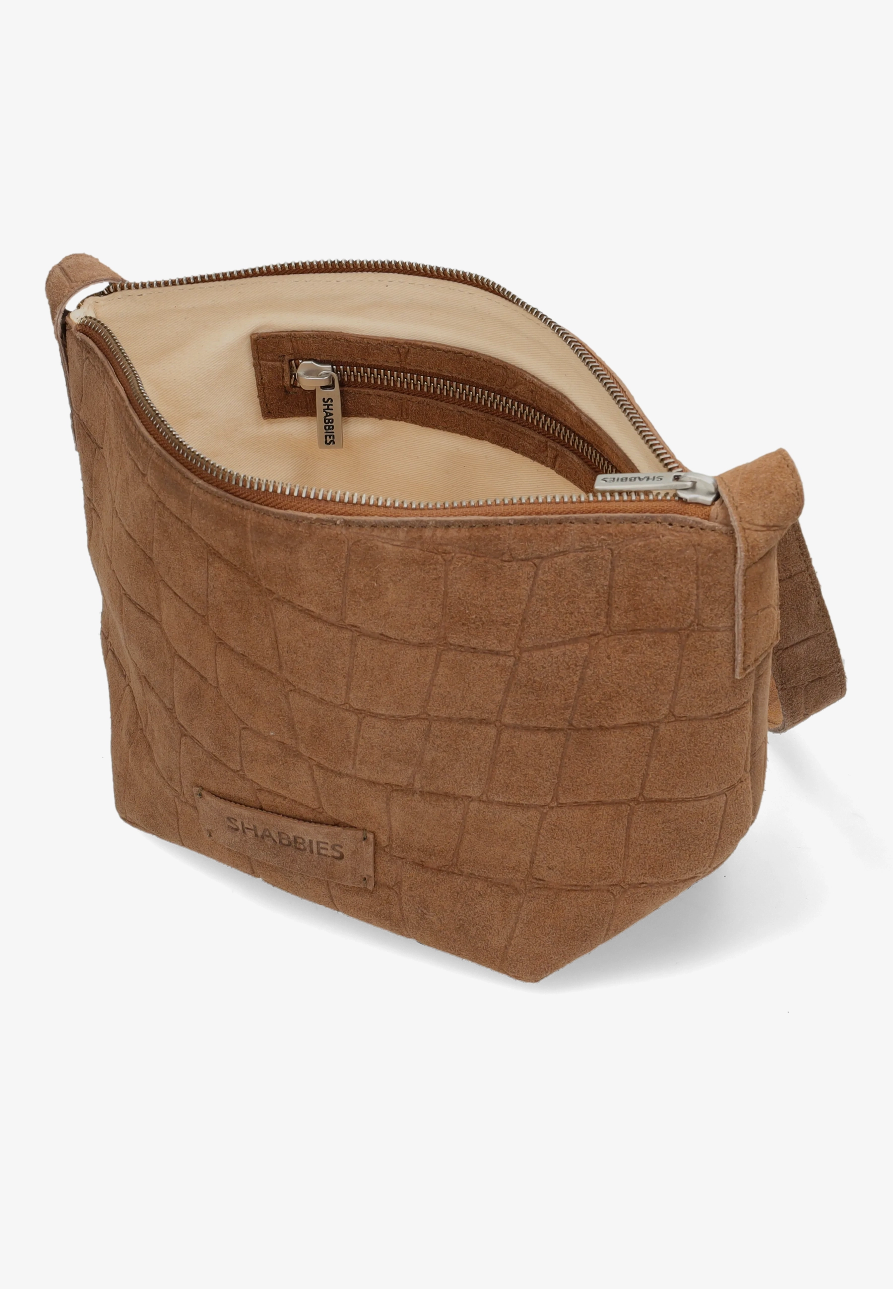 Esra Crossbody Embossed Suede Cognac