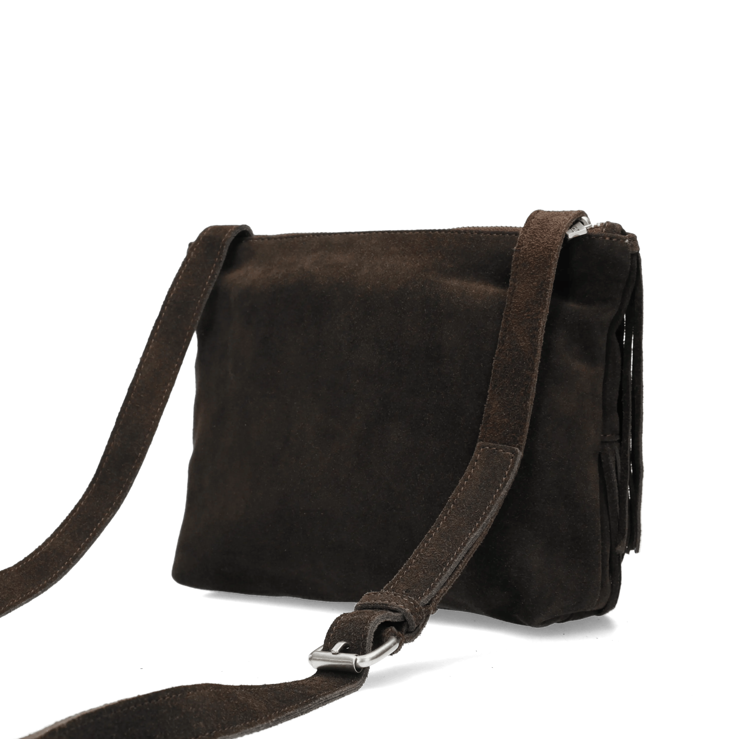 Festival Fringe Crossbody Suede Dark Brown