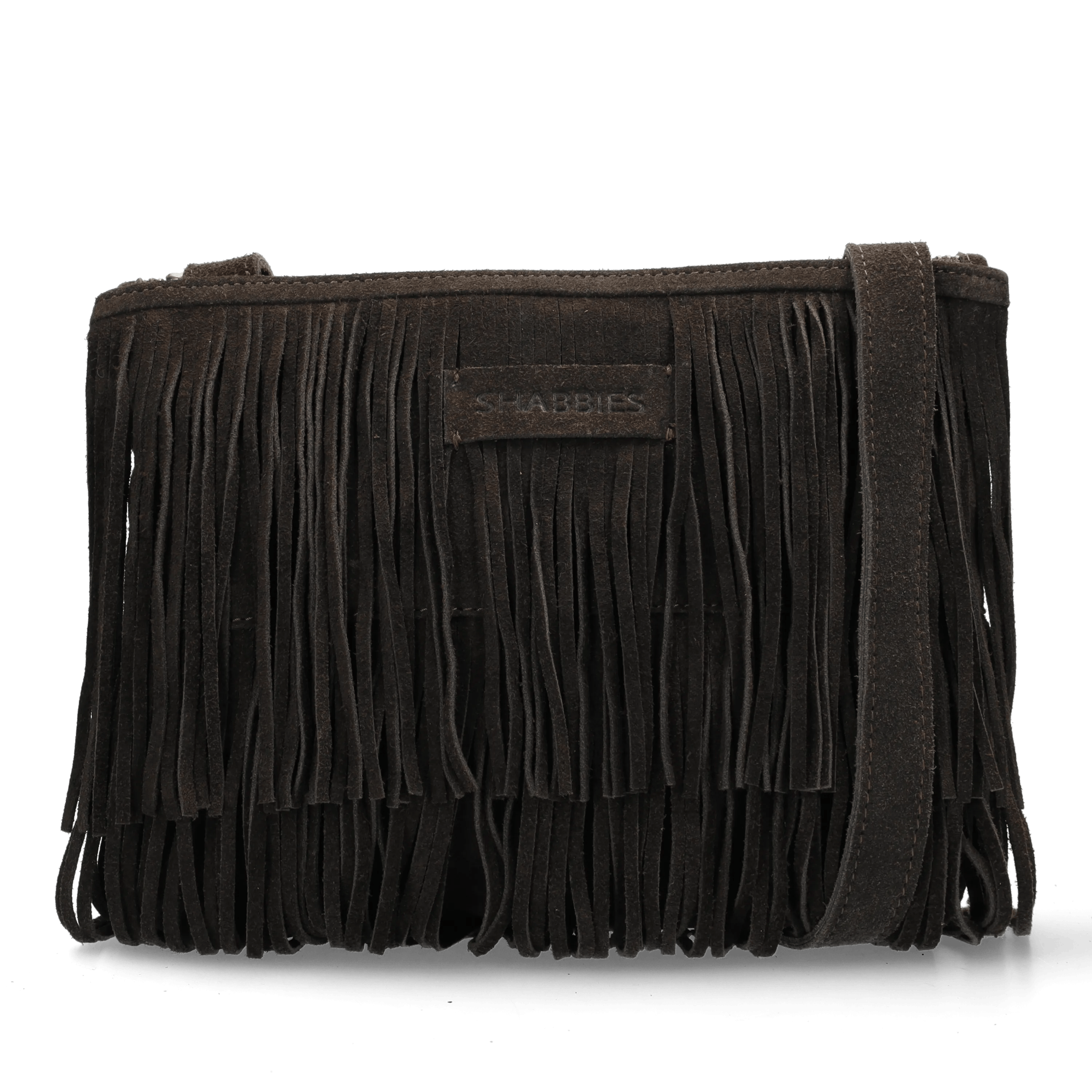 FESTIVAL FRINGE Crossbody oiled suede Dark Brown